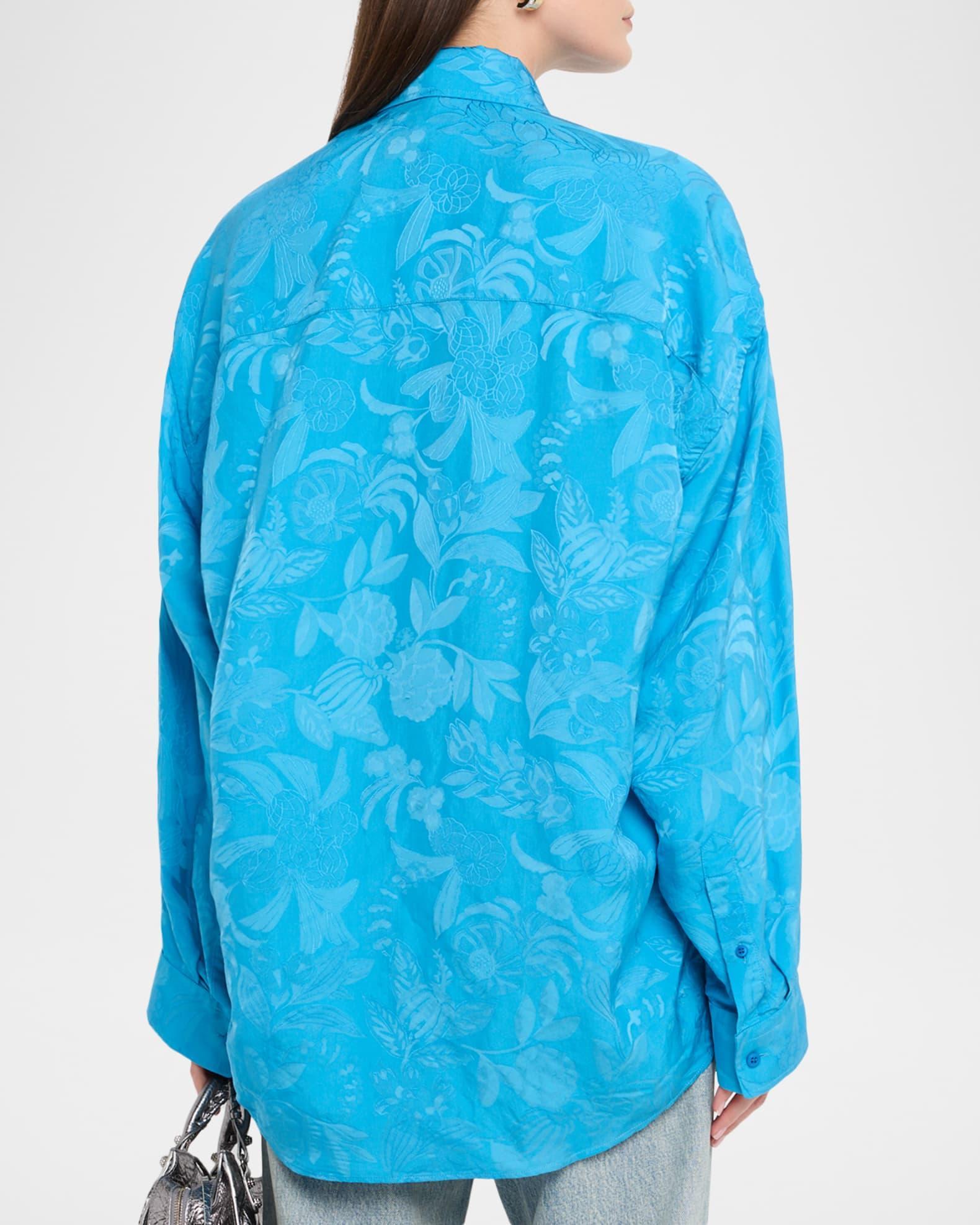 Long-Sleeve Button-Down Cocoon Shirt Product Image