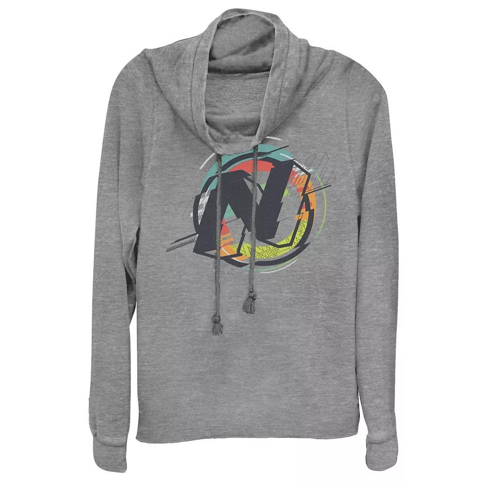 Juniors' Nerf Glitch N Logo Cowlneck Graphic Lightweight Long Sleeve, Girl's,  Product Image