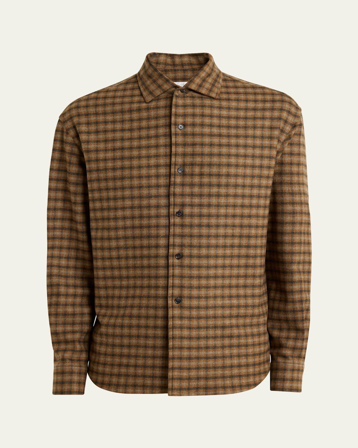 Mens Andre Tartan Wish Wool and Cashmere Casual Button-Down Shirt Product Image