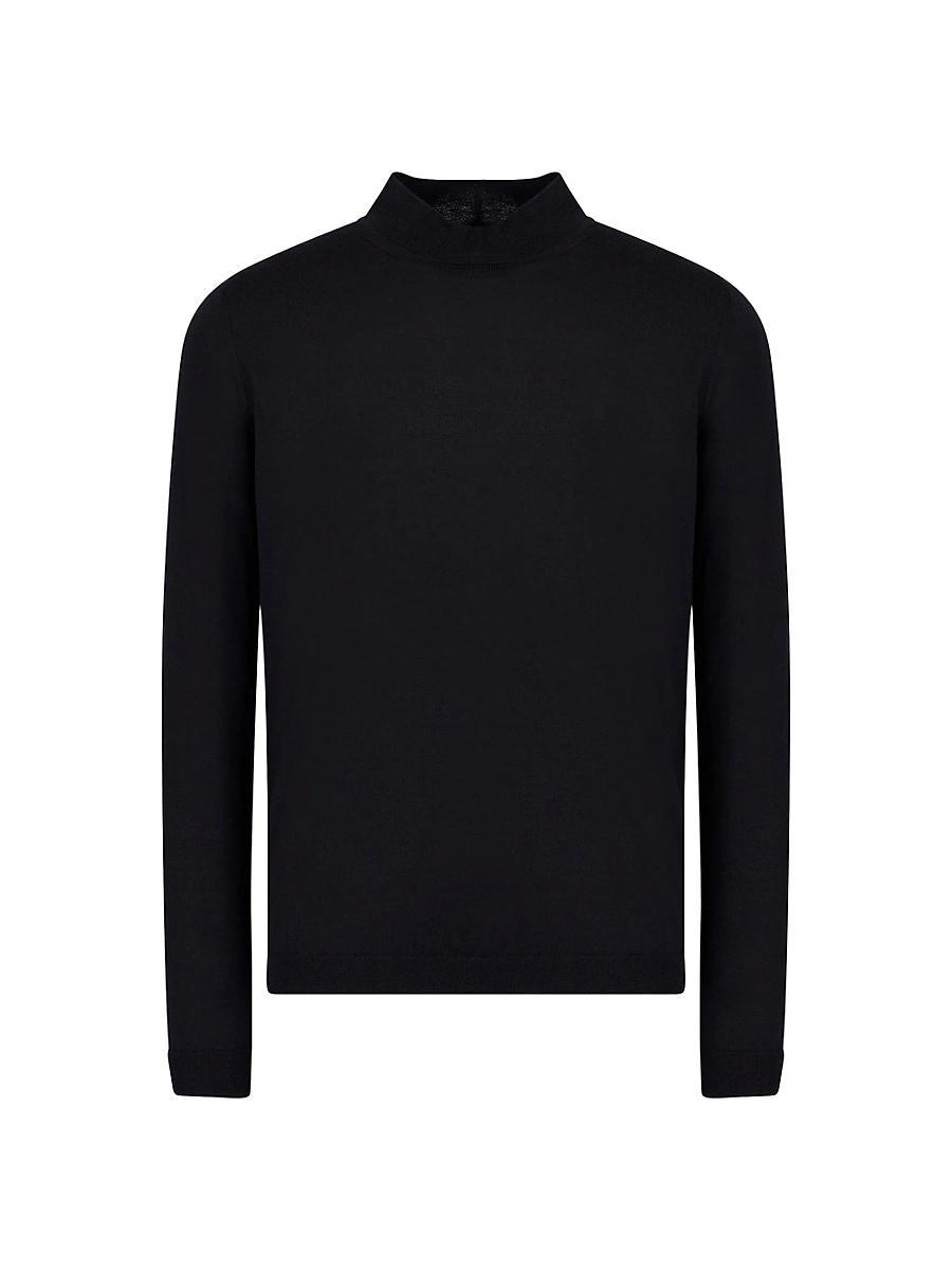 Mens Black Cashmere Mock Neck Jumper Product Image