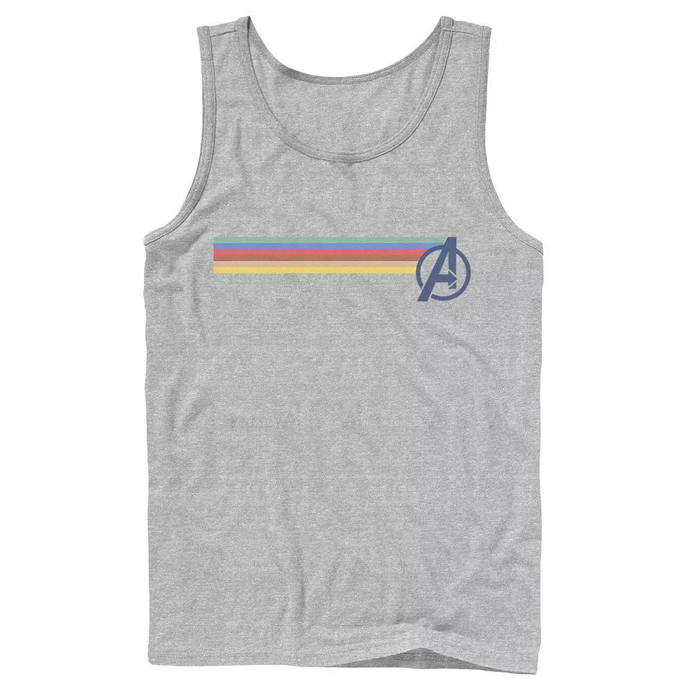 Men's Marvel Avengers Rainbow Colors Classic Logo Tank Top, Size: XL, Athletic Grey Product Image