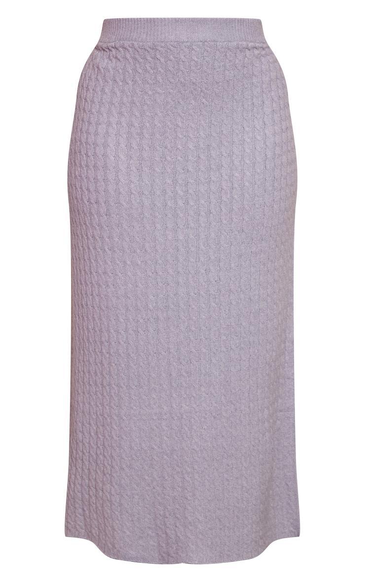 Plus Grey Cable Soft Knit Midi Skirt Product Image