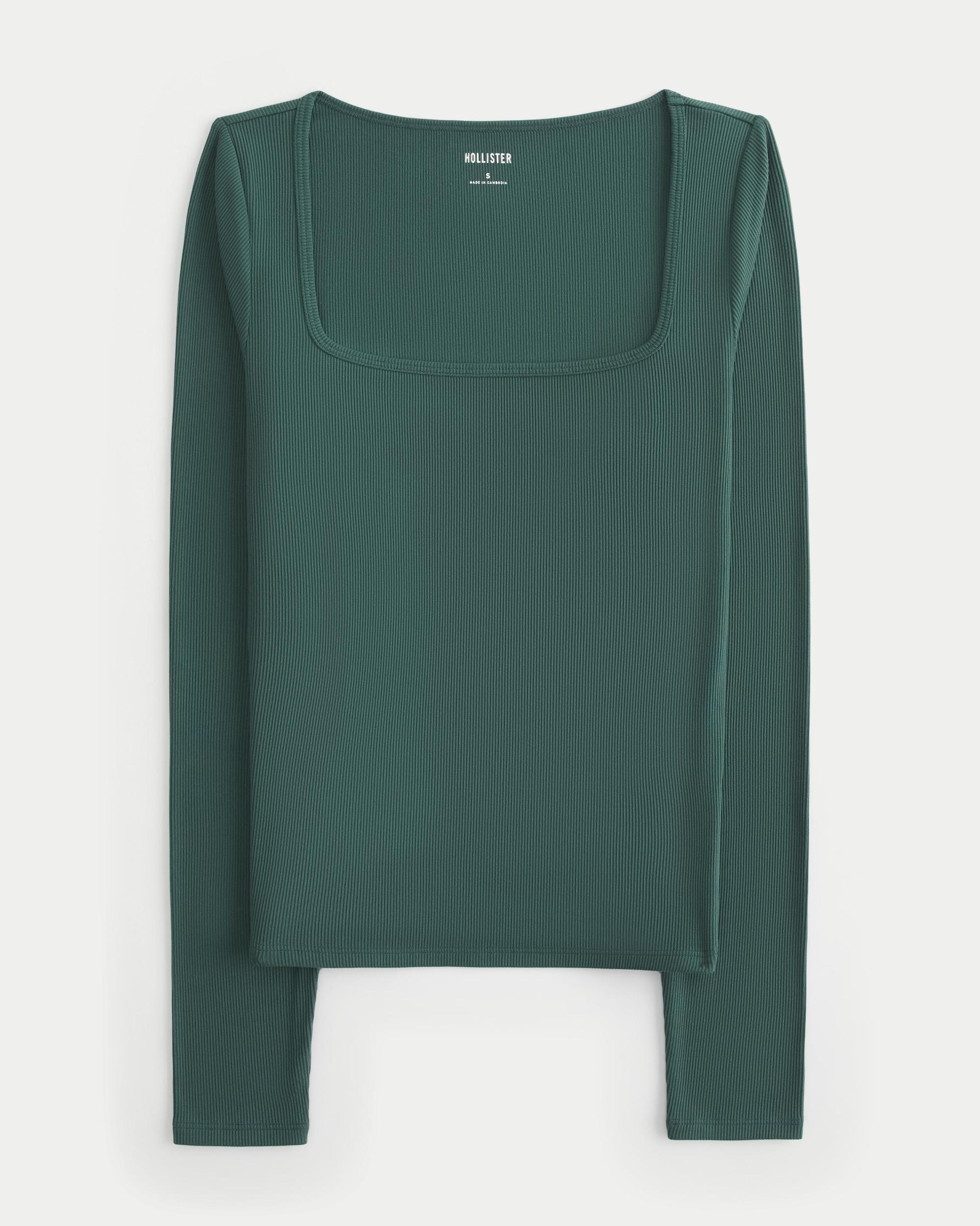 Ribbed Seamless Fabric Square-Neck Top Product Image