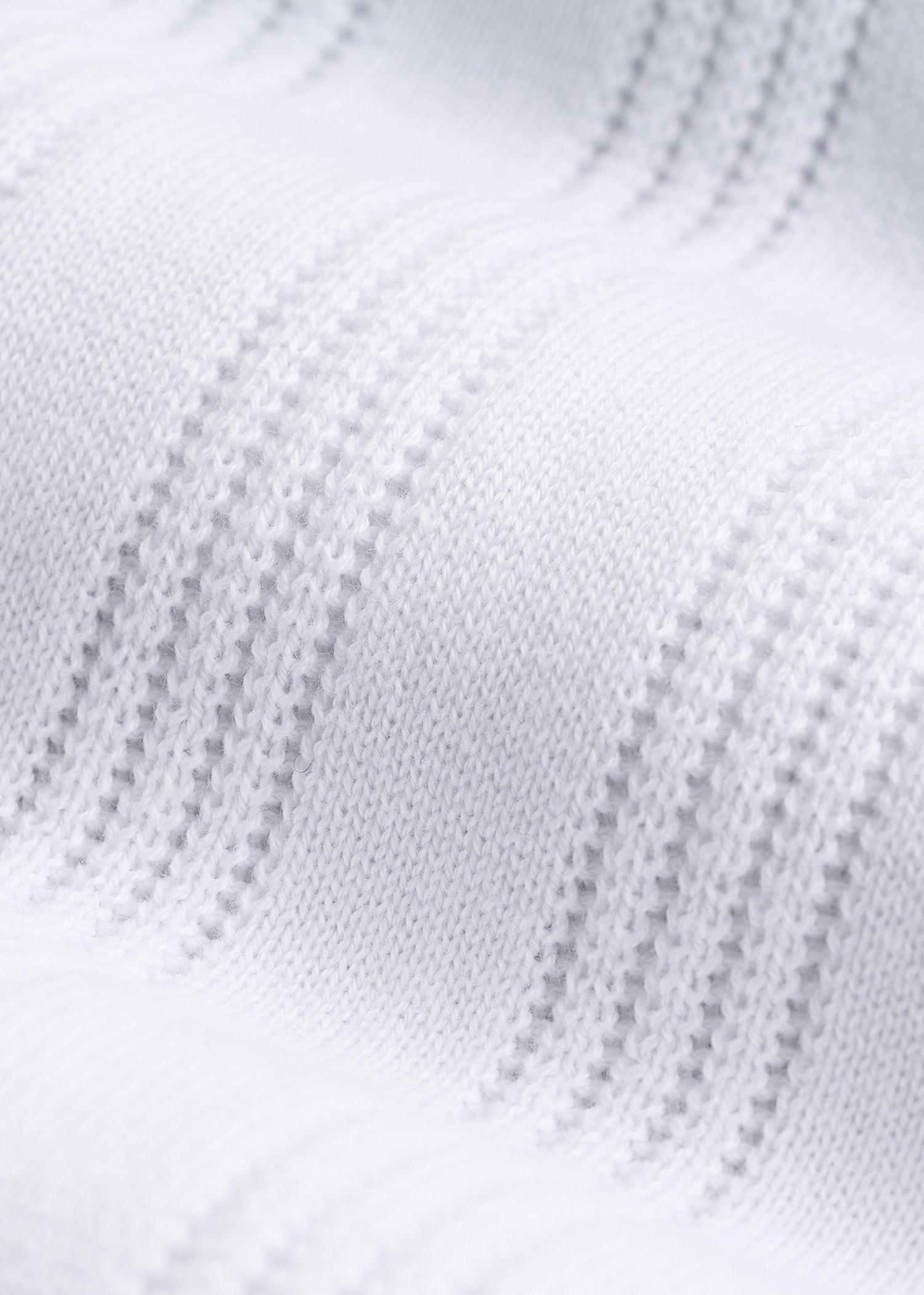 Ribbed Textured Knit Tall Men's Polo Shirt in White Product Image