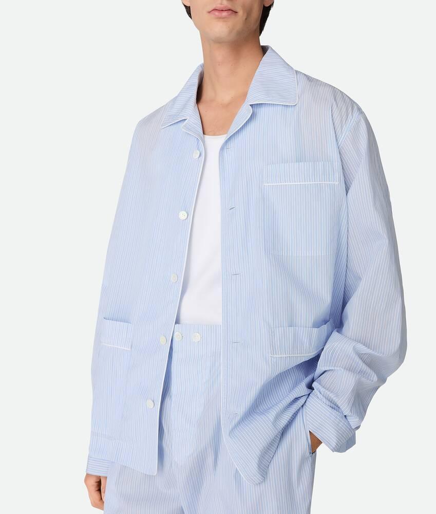 Men's Stripe Cotton Poplin Pajama Set in White/blue Product Image