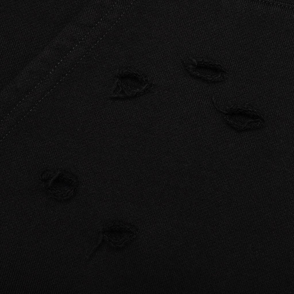 Distressed Hoodie Small Logo - Black Male Product Image