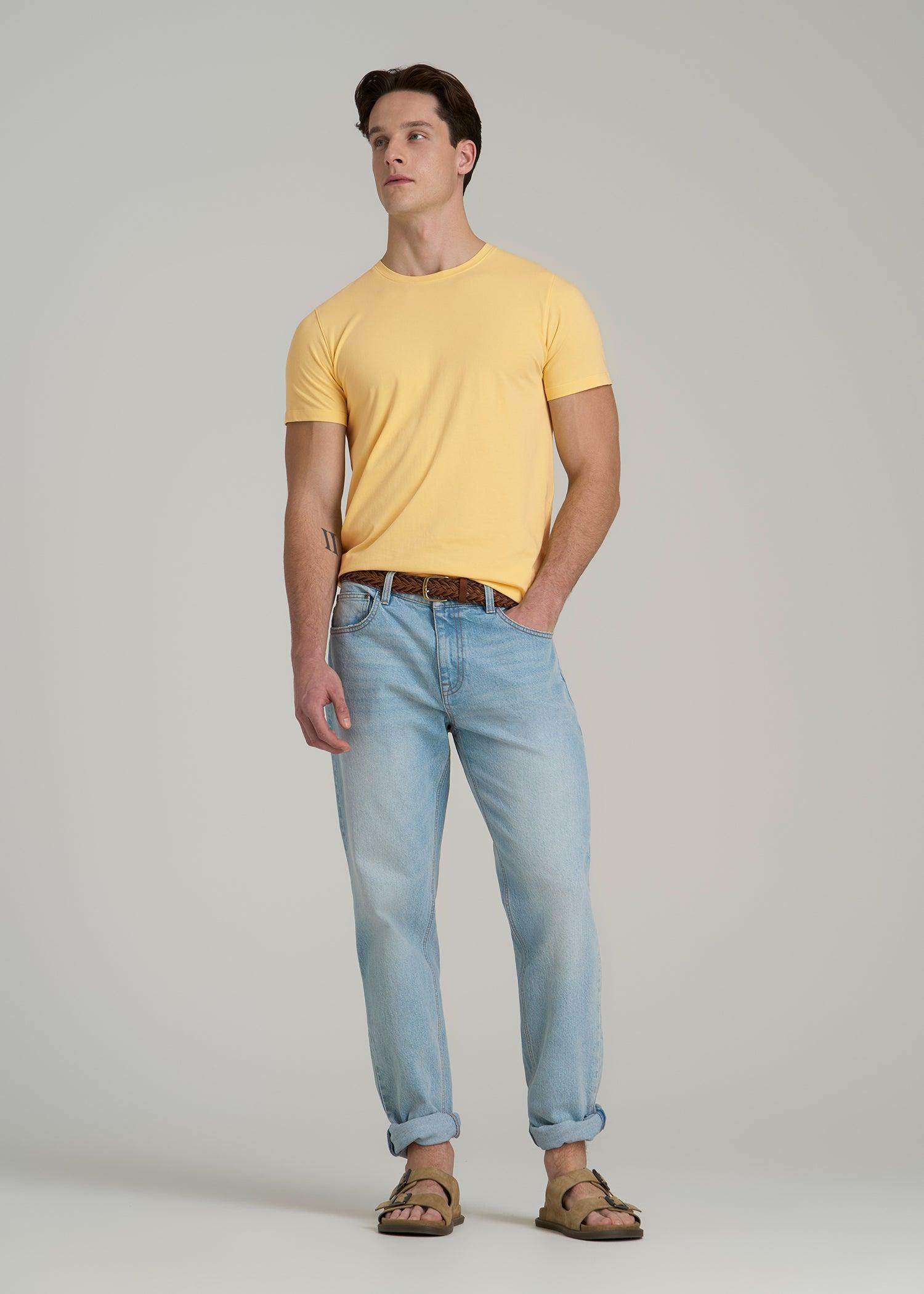 The Essential MODERN-FIT Crewneck Tee for Tall Men in Lemon Drop Male Product Image