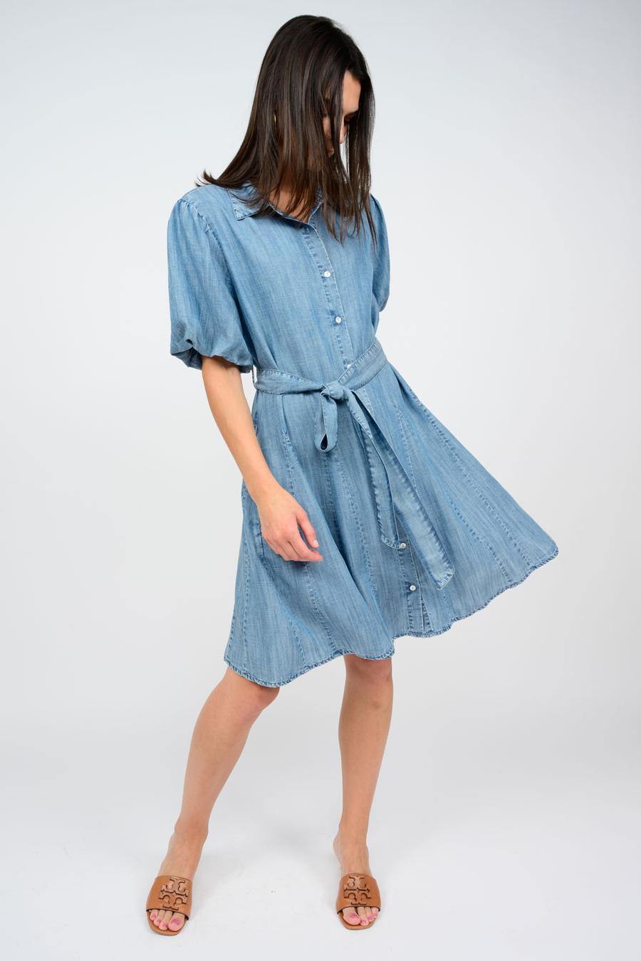 Denim Godet Dress Product Image