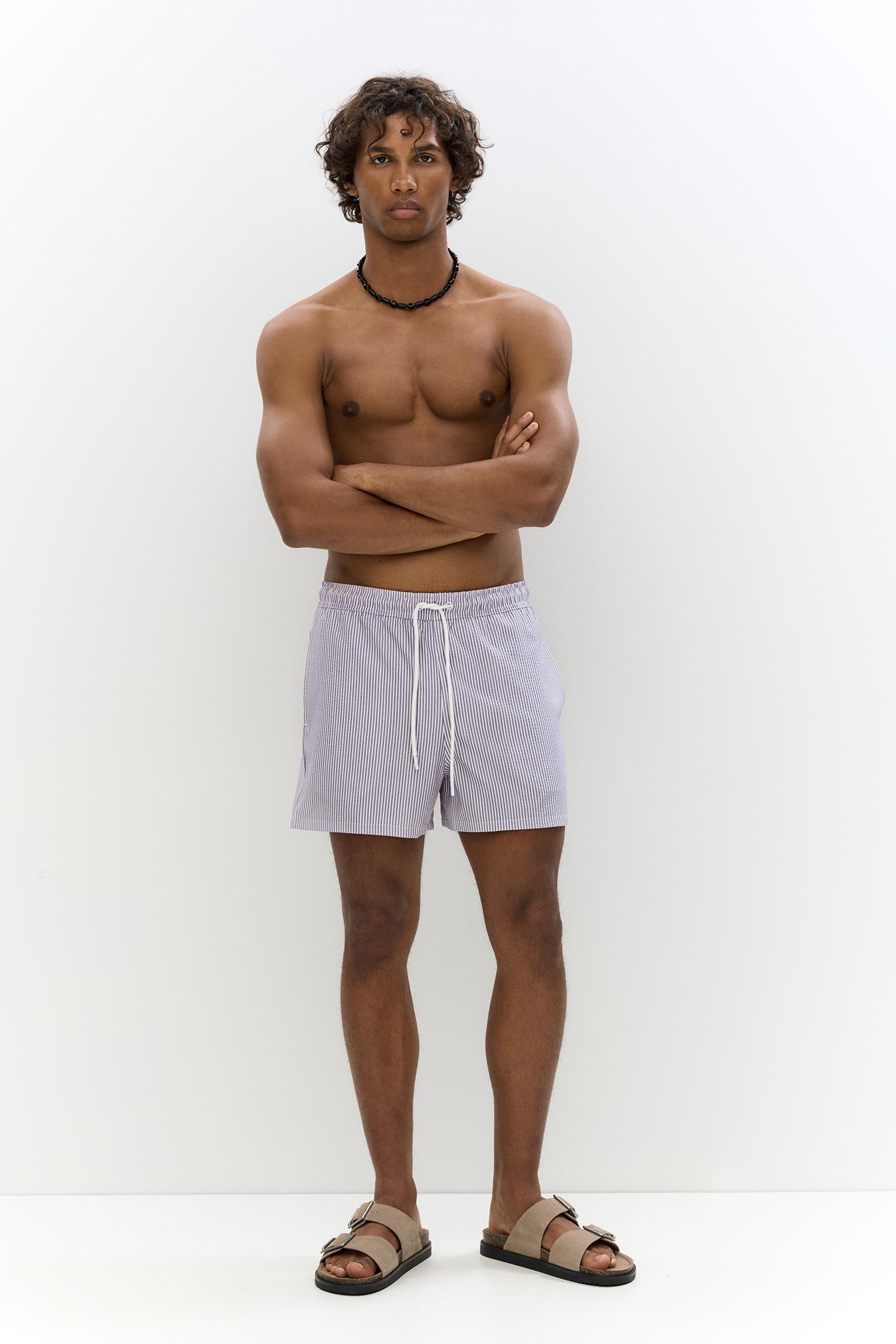 Striped seersucker swimming trunks Product Image