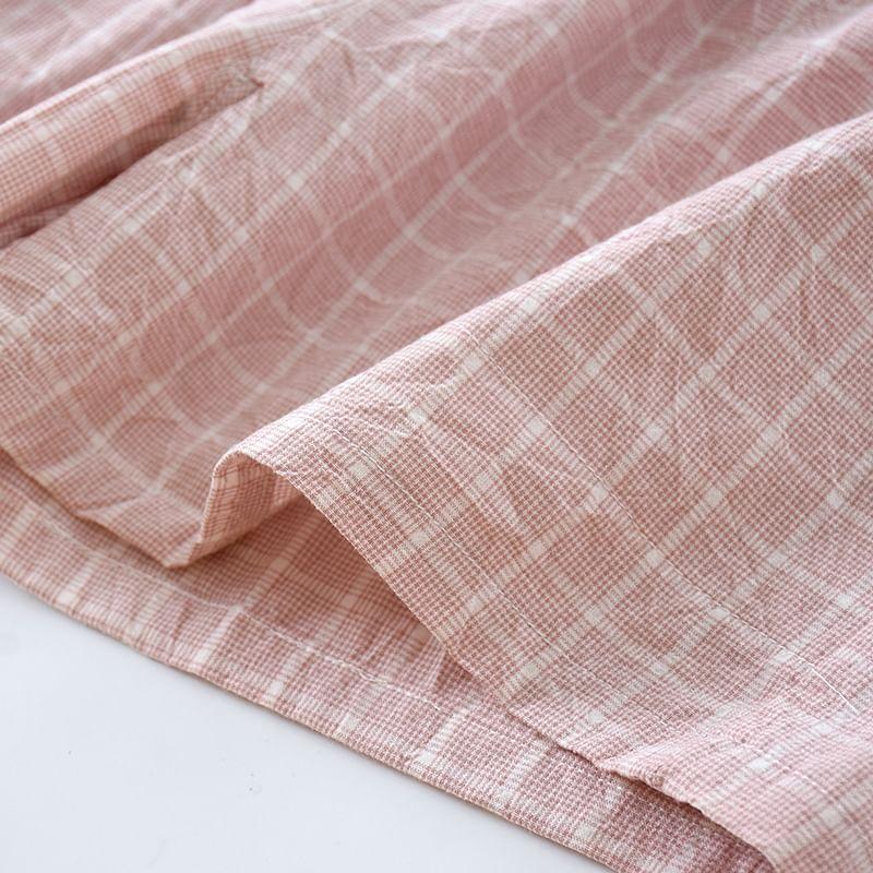 Couple Matching Drawstring Waist Plaid Lounge Shorts (Various Designs) Product Image