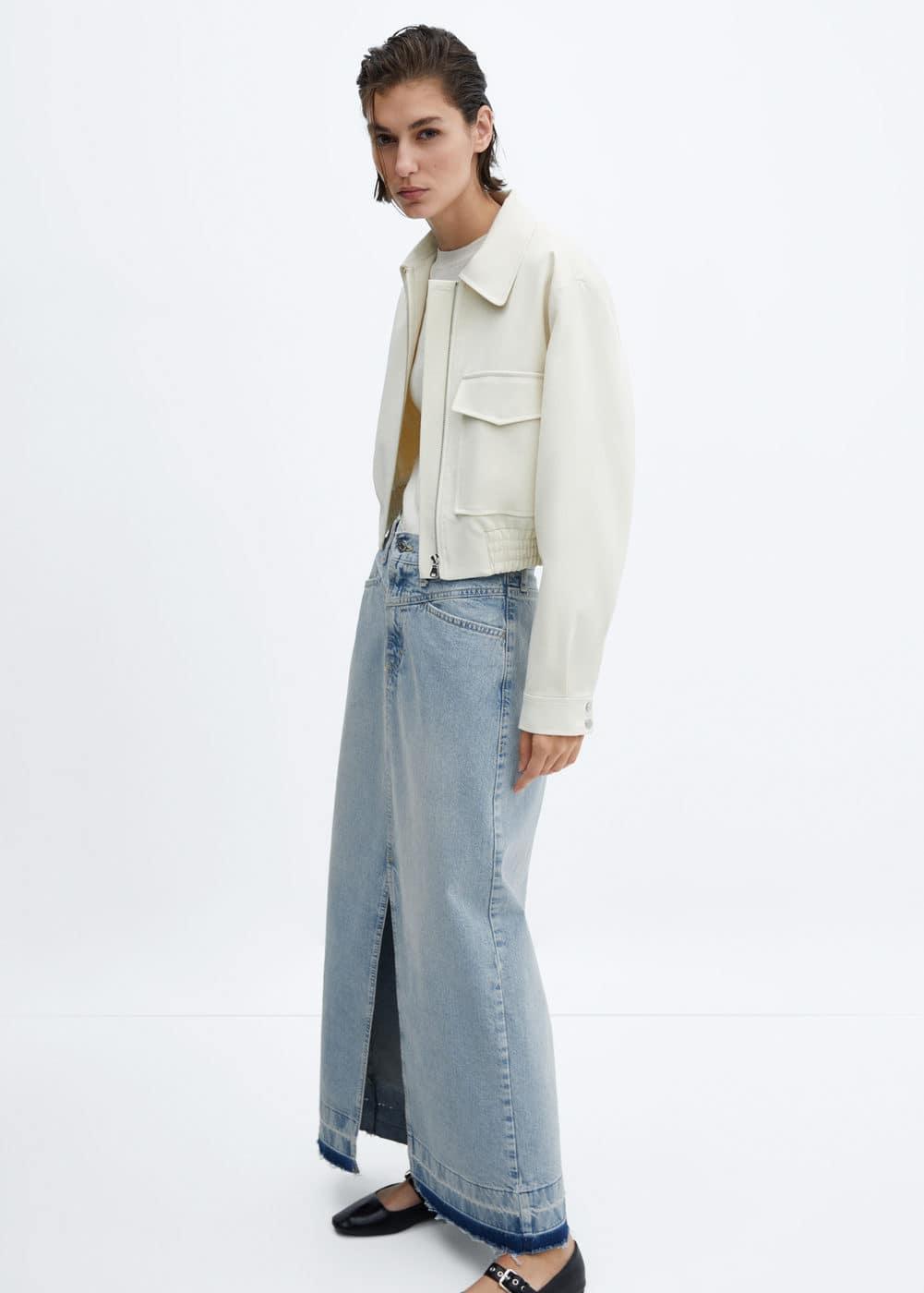 Mango Womens Denim Long Skirt Product Image