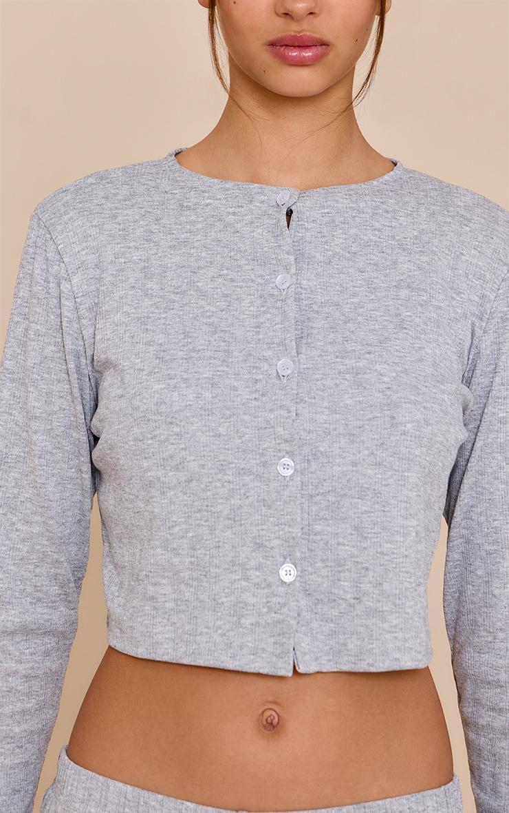 Grey Marl Pointelle Pj Cardigan Product Image