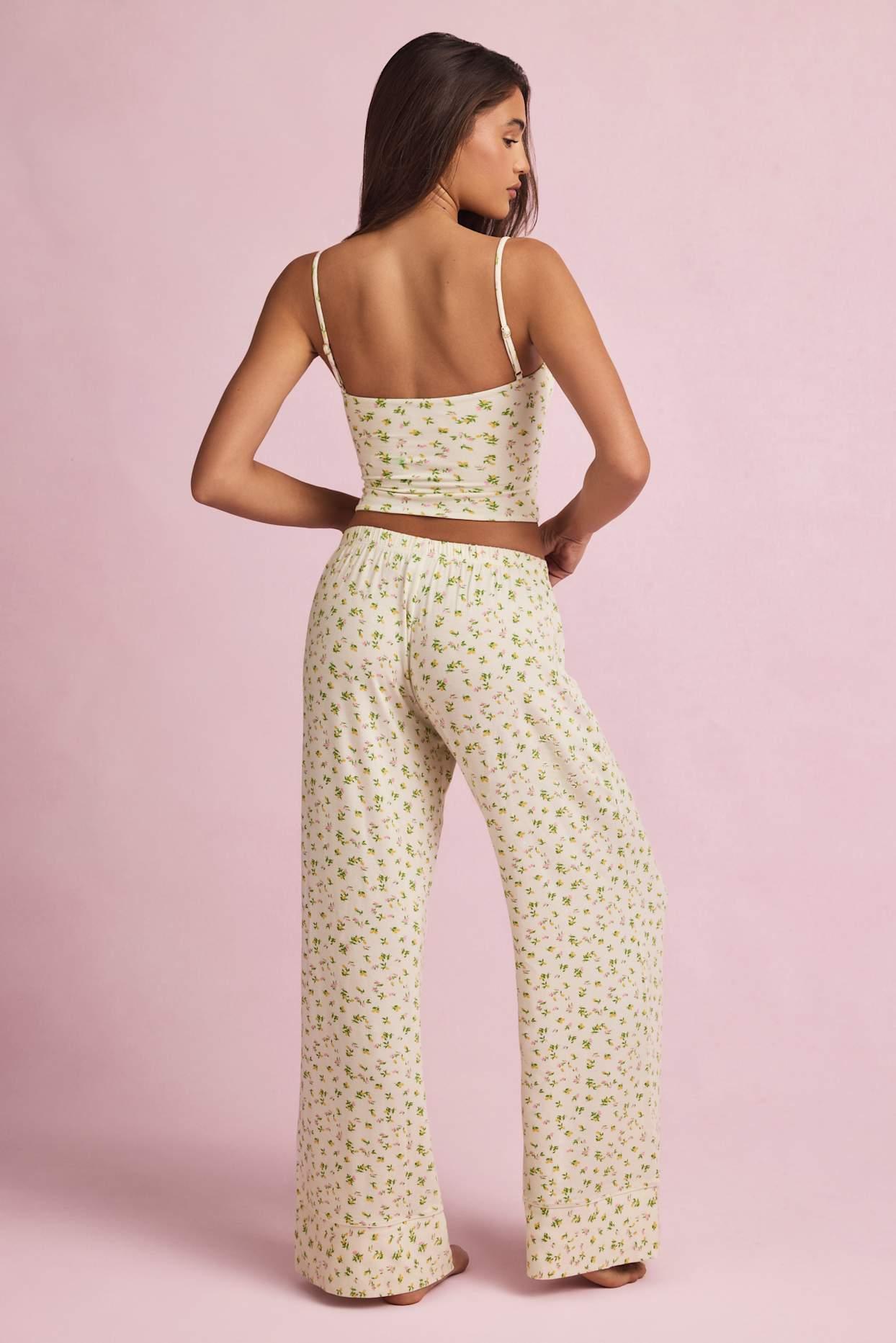 Modal Mid-Rise Pyjama Trousers in Lemon Print Product Image
