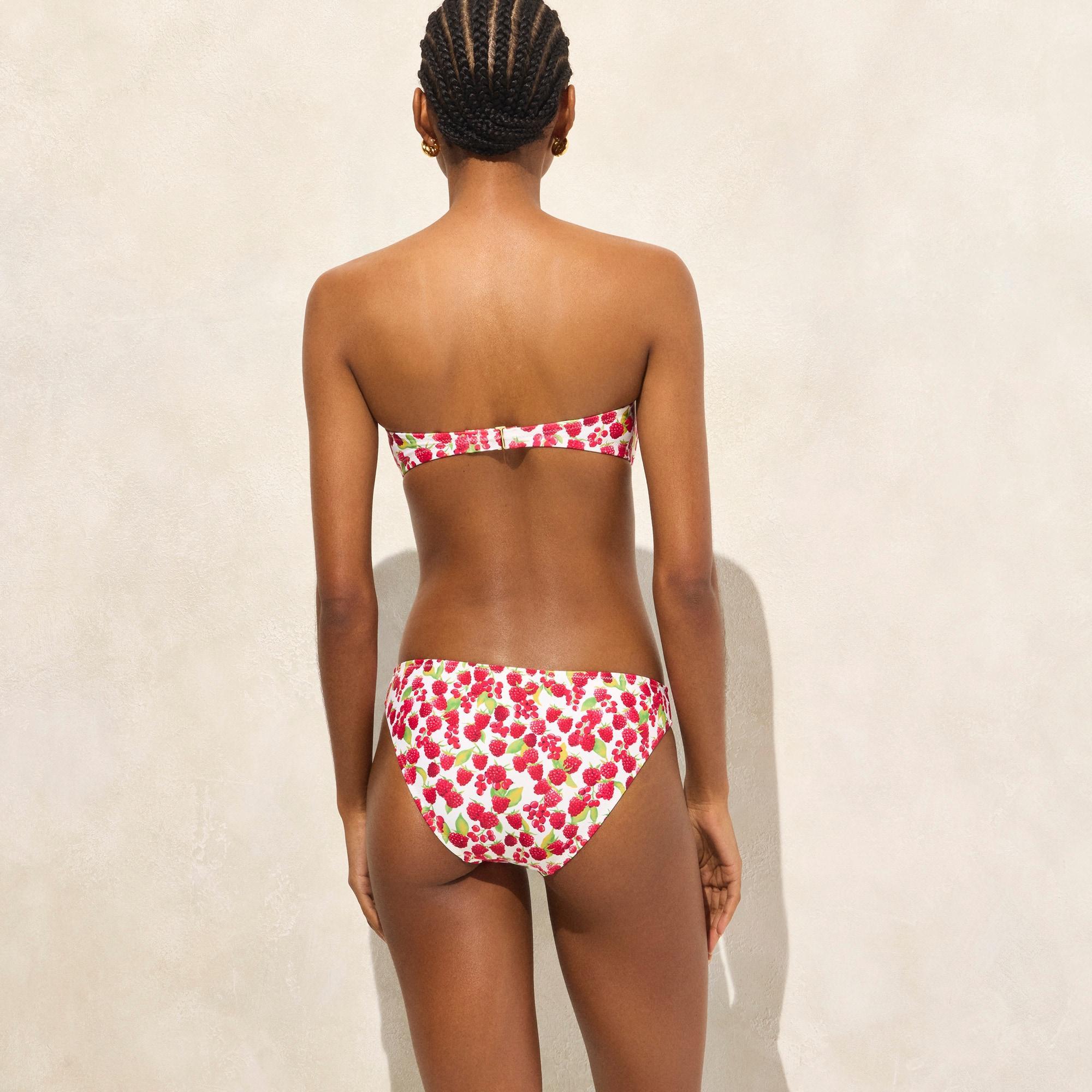 Mira bandeau bikini top in raspberry print Product Image