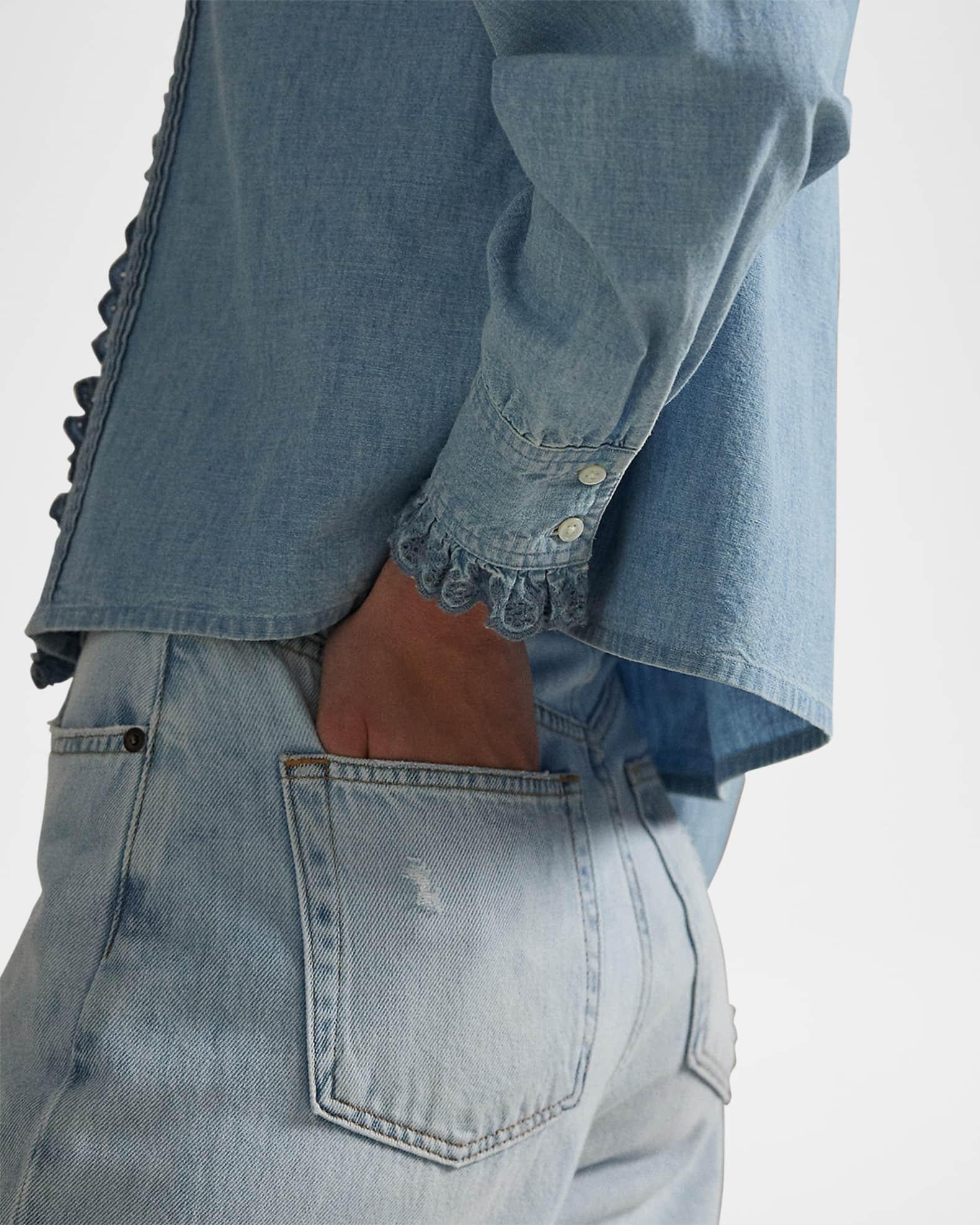 Ruffle-Trim Chambray Top Product Image