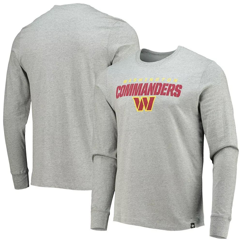 Men's '47 Heathered Gray Washington Commanders Traction Super Rival Long Sleeve T-Shirt, Size: Small, Wft Grey Product Image