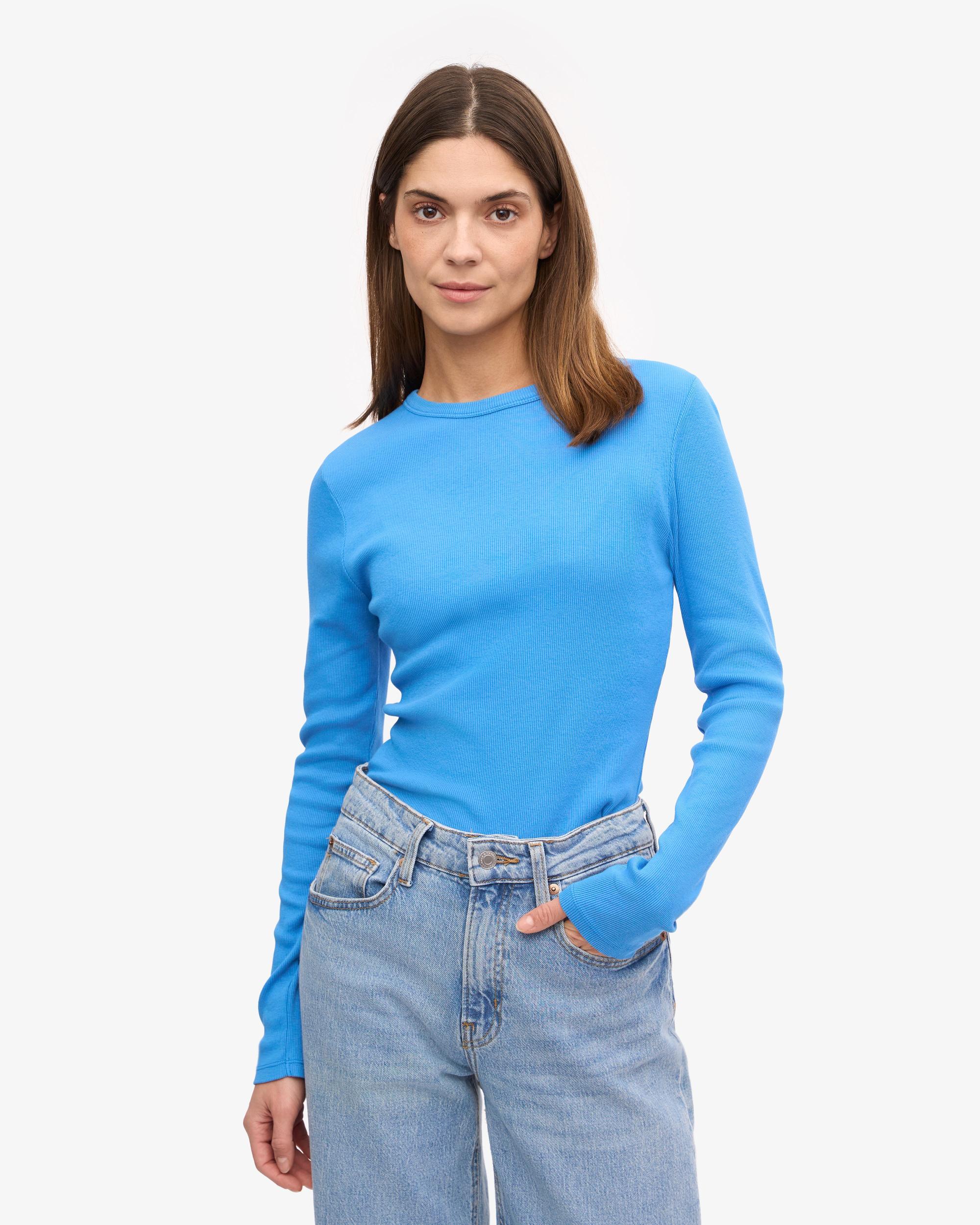 Women Organic Rib LS T-Shirt - Pacific Blue Product Image