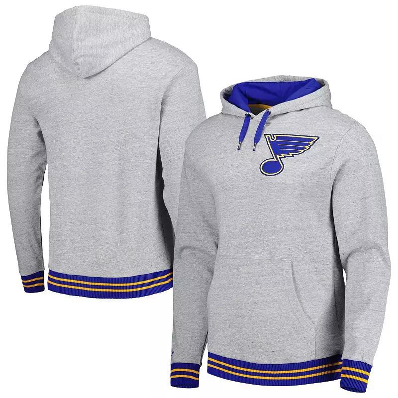 Men's Mitchell & Ness  Heather Gray St. Louis Blues Classic French Terry Pullover Hoodie, Size: XL, Grey Product Image
