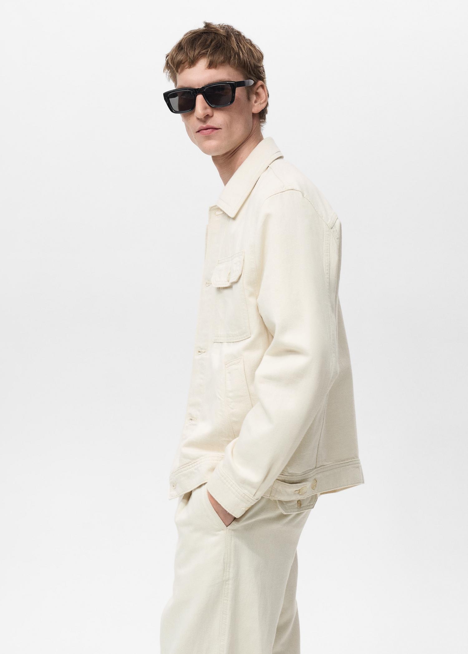 Linen-blend jacket with pockets - Men | MANGO USA Product Image