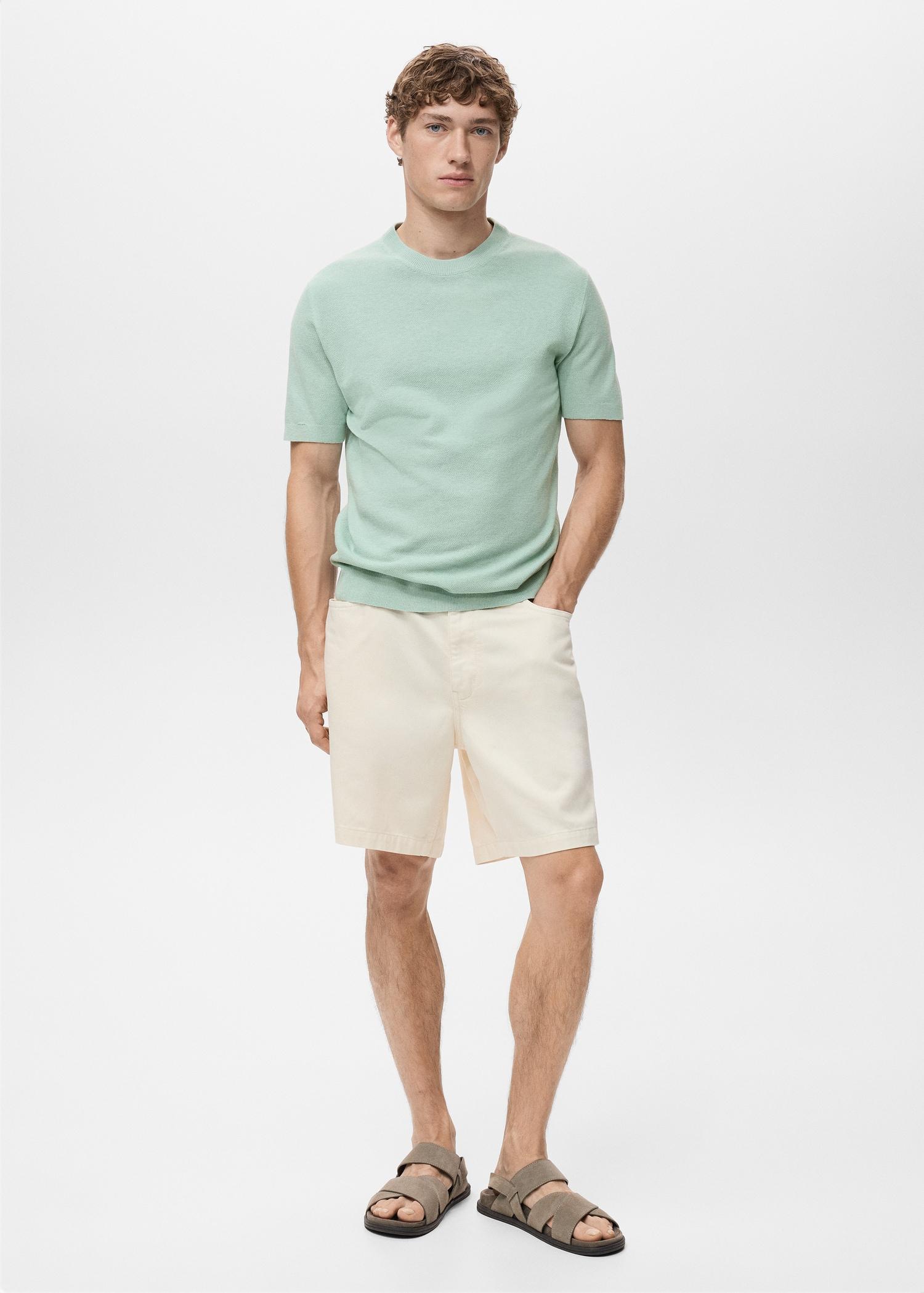 Cotton fine-knit t-shirt - Men | MANGO USA Product Image