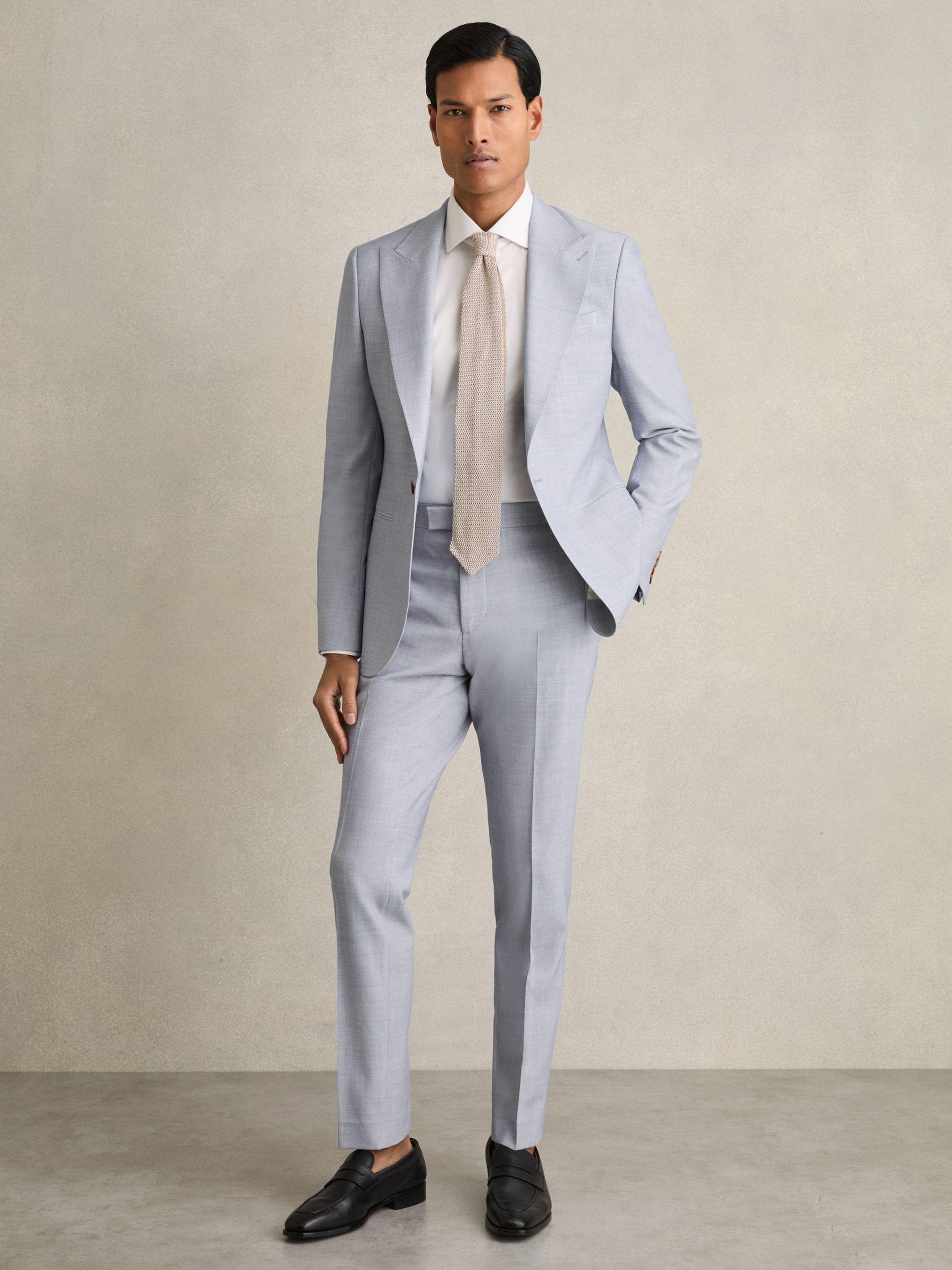 Cotton Slim-Fit Suit Trousers With Stretch in Stone Product Image