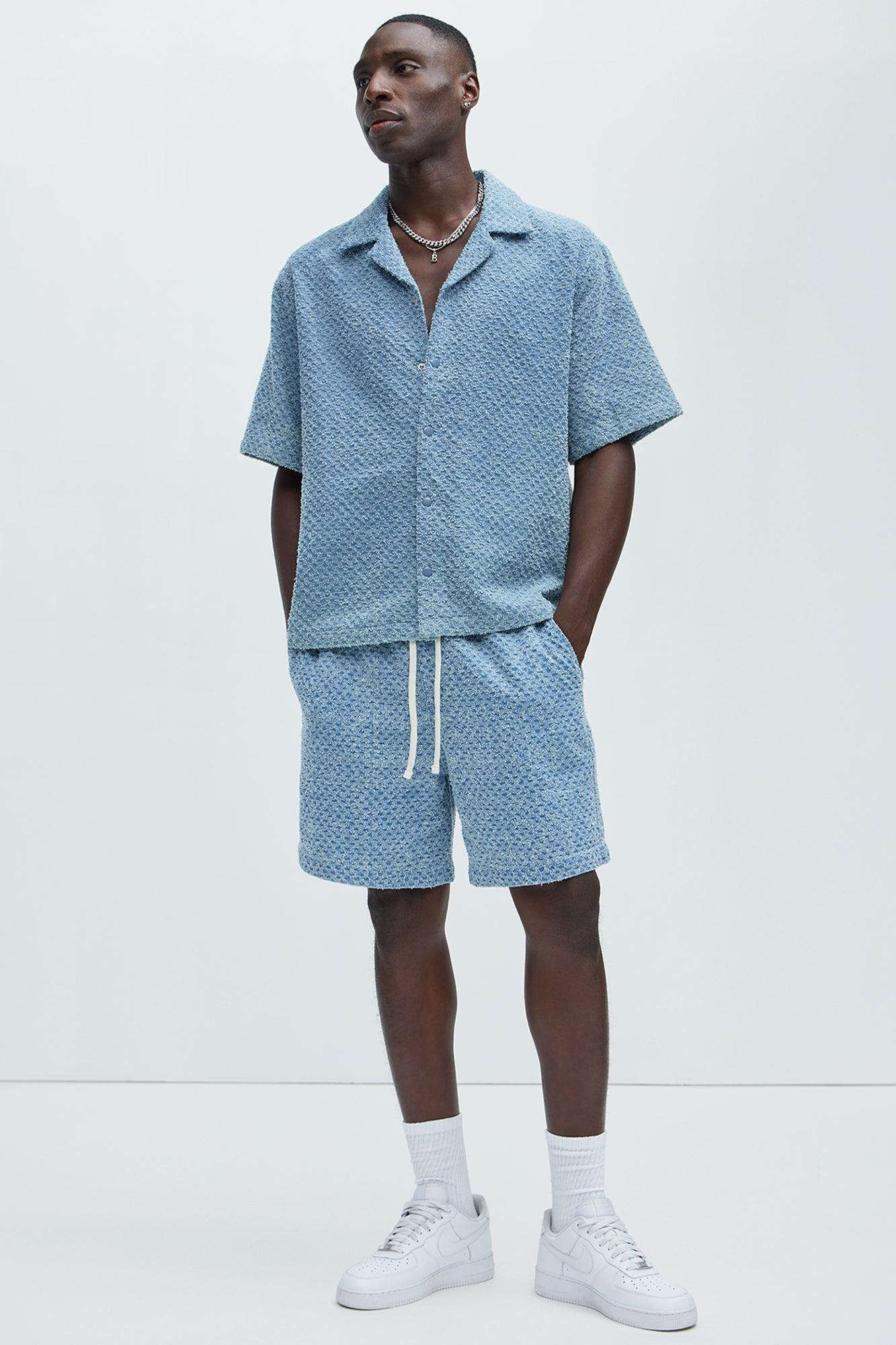 Beck Distressed Casual Shorts - Blue Wash Product Image