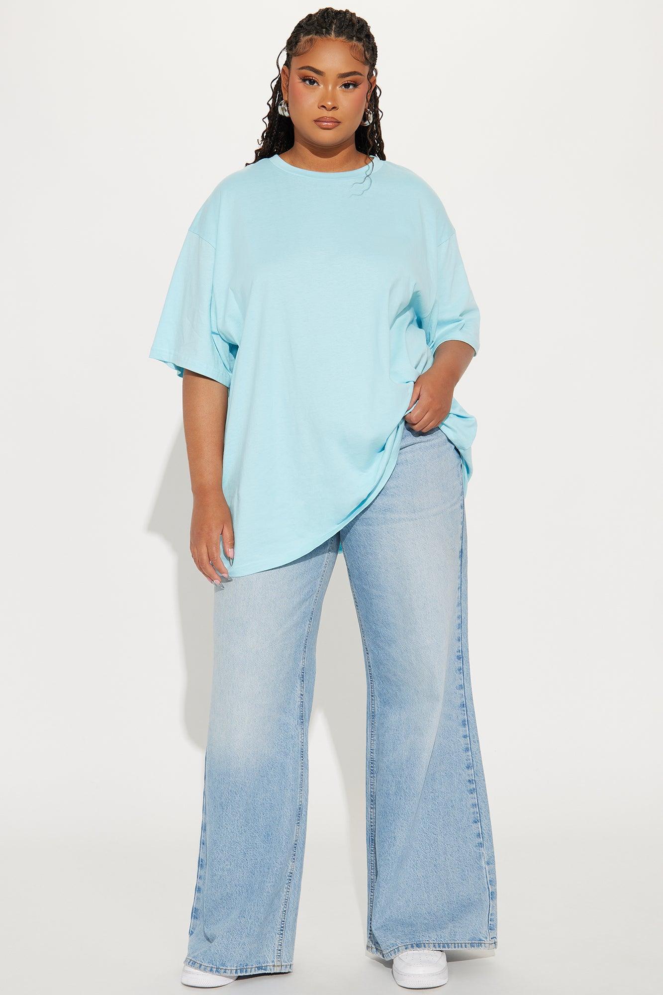 The Oversized Boyfriend Tee - Light Blue Product Image