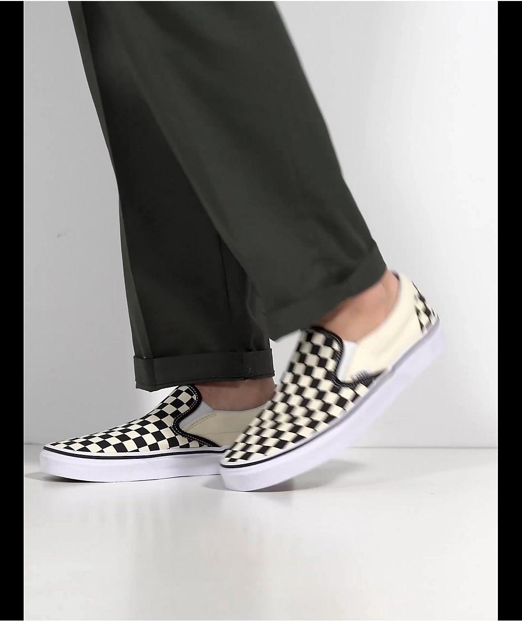 Vans Slip-On Black & White Checkered Skate Shoes Product Image