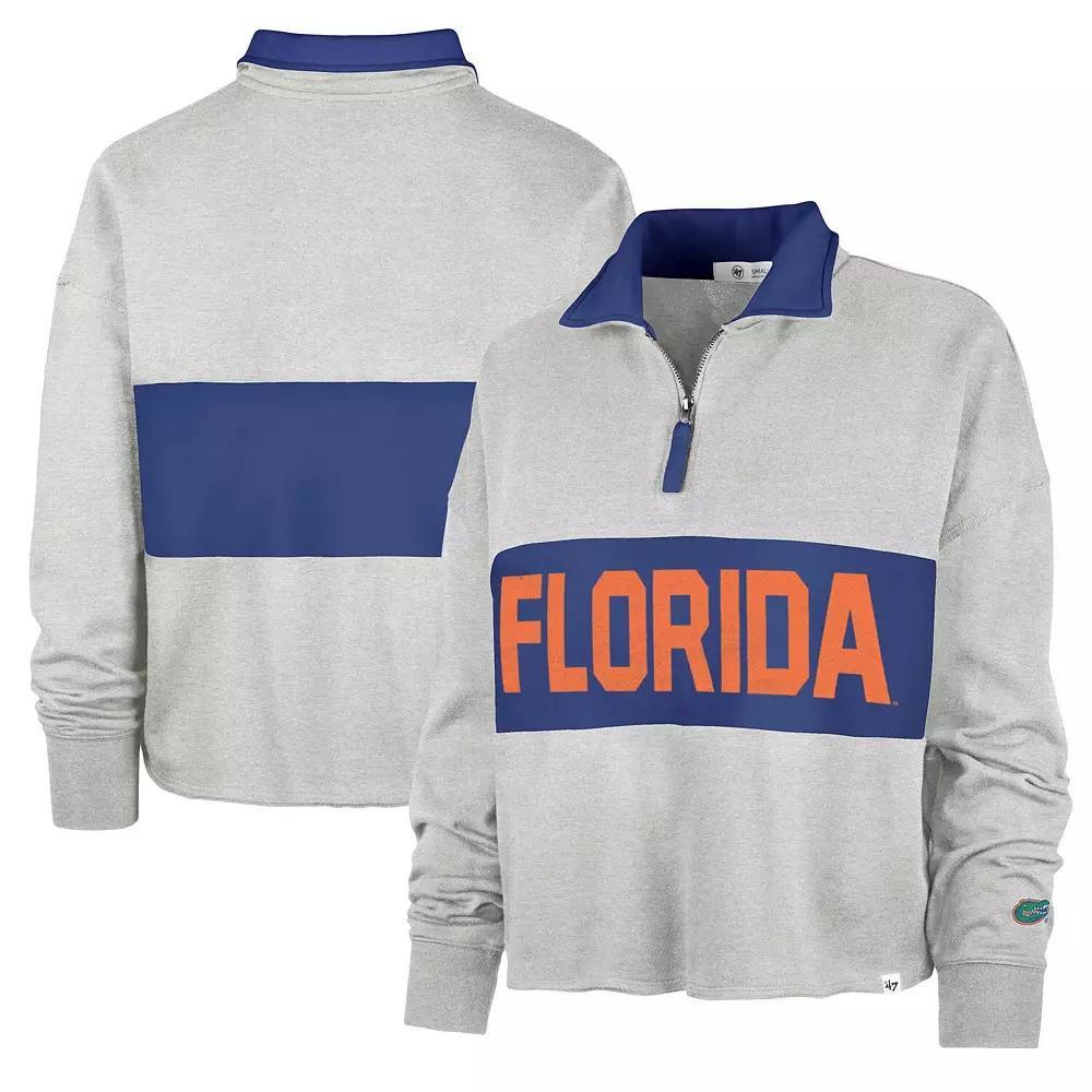 Women's '47 Gray Florida Gators Next Level Remi Cropped Quarter-Zip Sweatshirt, Size: Large, Grey Product Image