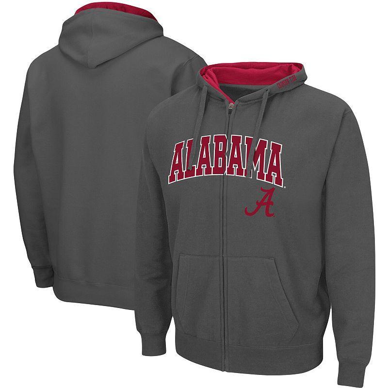 Men's Colosseum Gray Alabama Crimson Tide Arch & Logo 3.0 Full-Zip Hoodie,  Product Image