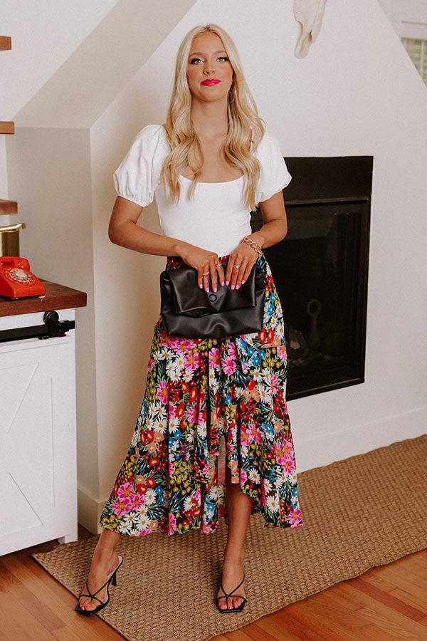 Only Sunshine Floral Skirt In Black Product Image