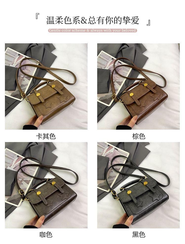 Star Applique Faux Leather Flap Crossbody Bag Product Image