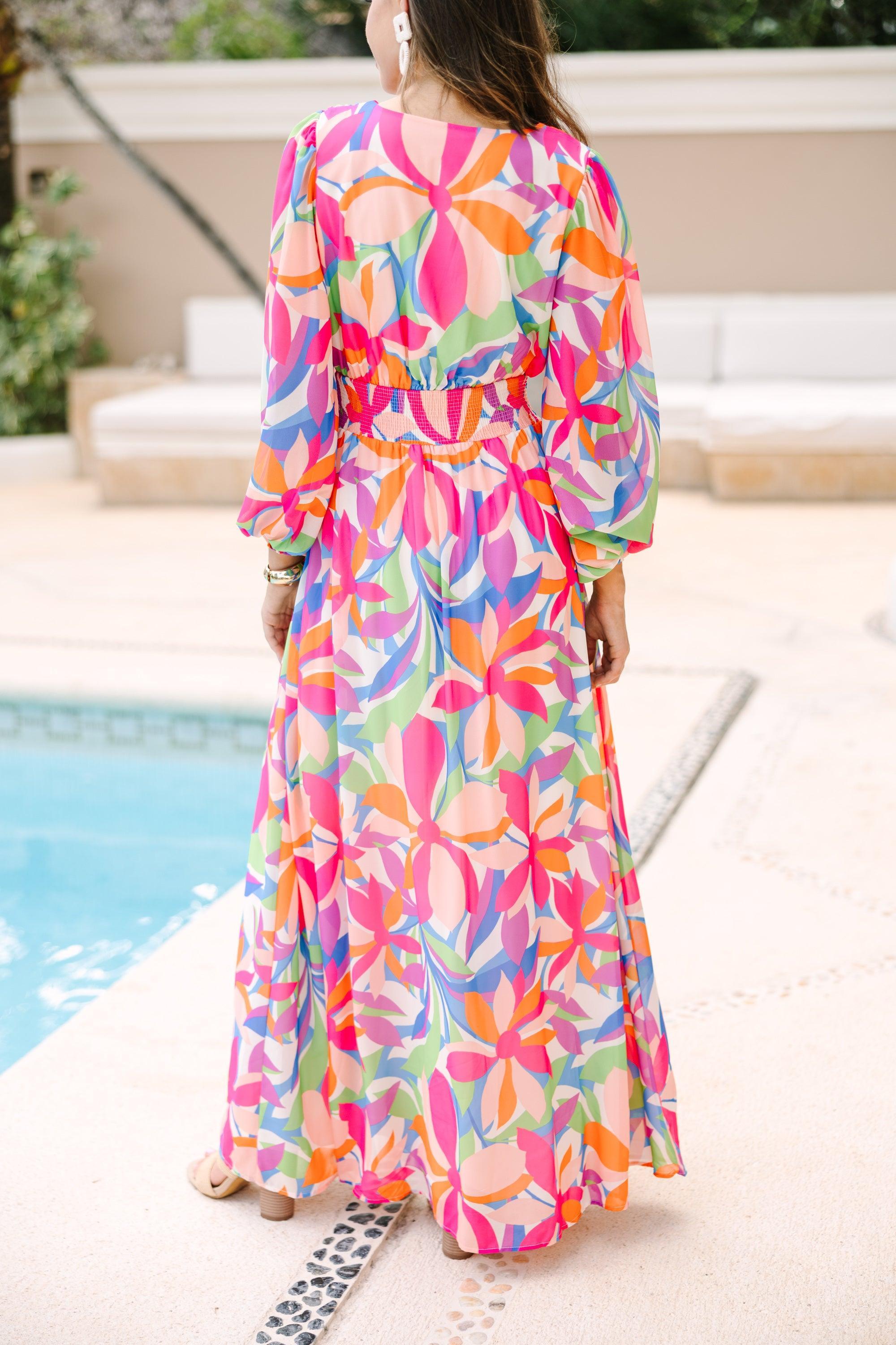 Just Imagine It Pink Abstract Maxi Dress Female Product Image