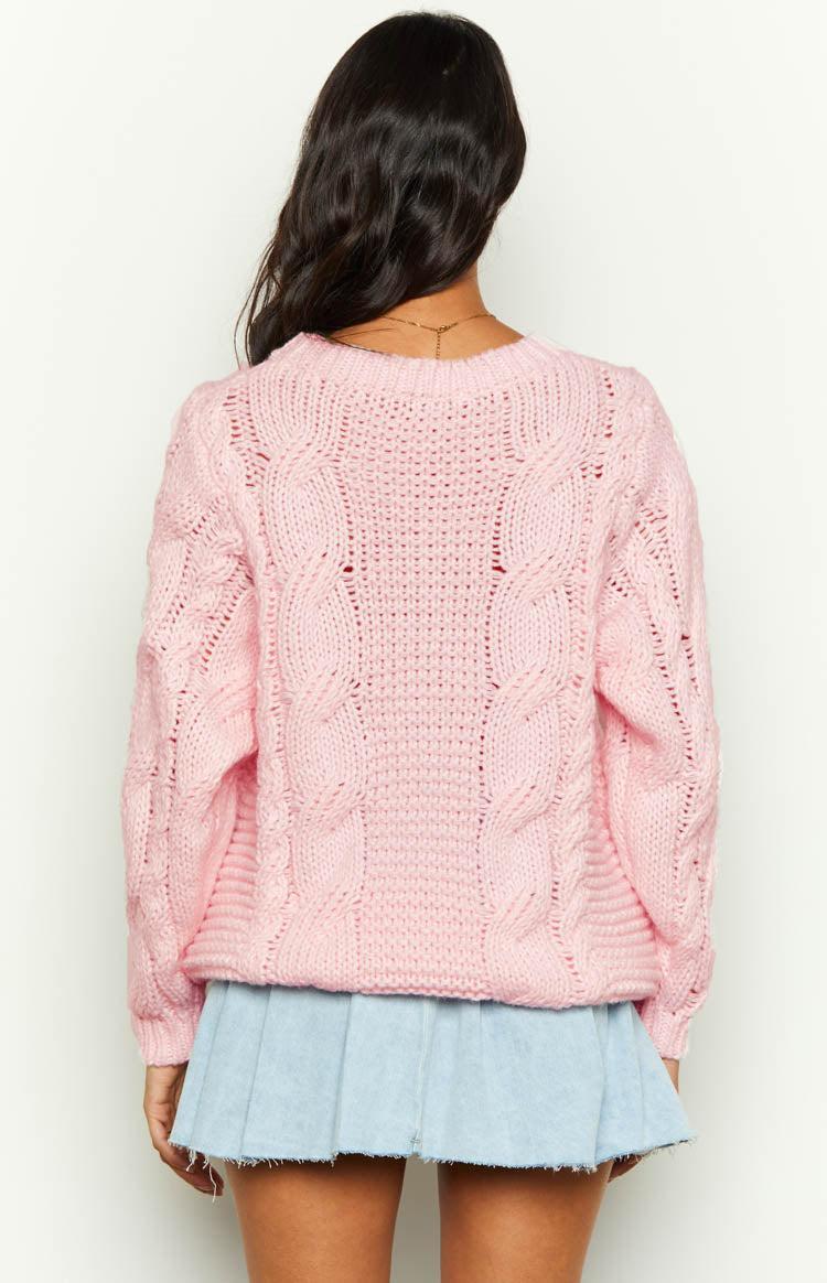 Everlea Pink Cable Knit Sweater Product Image