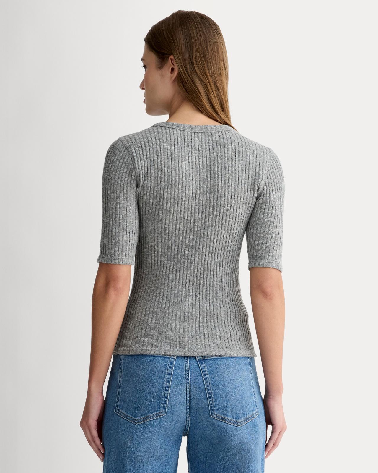 The Rib-Knit Short-Sleeve Henley Product Image