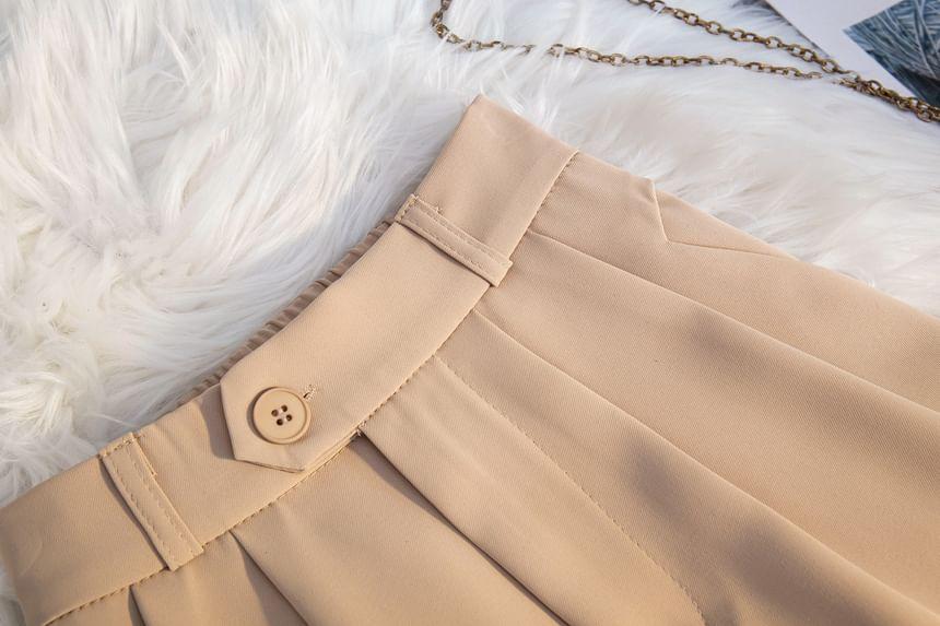 High Waist Plain Dress Shorts Product Image