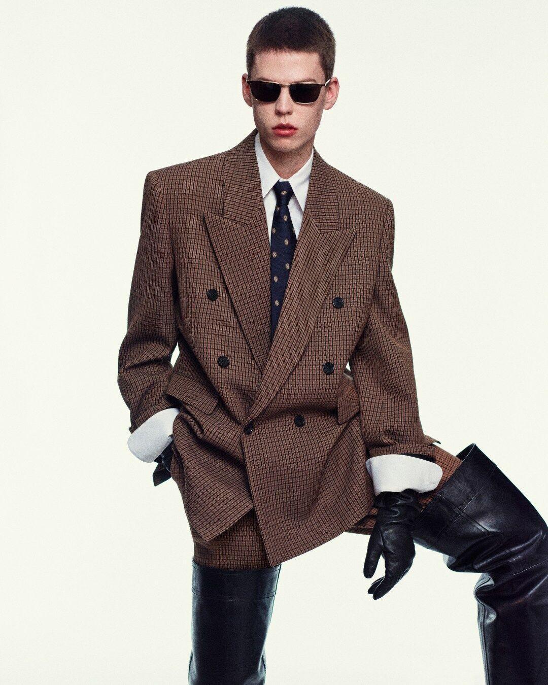 jacket in wool check Product Image