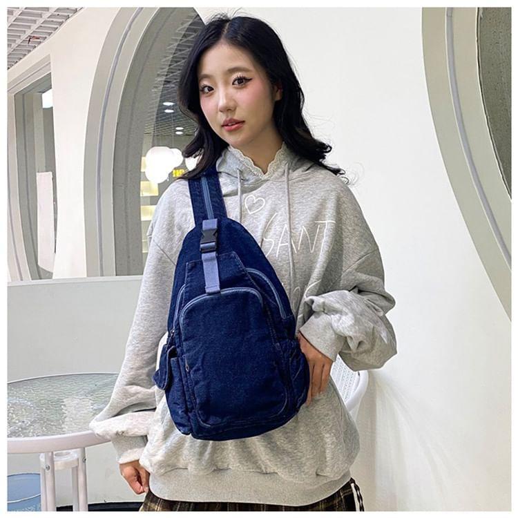 Buckle Denim Sling Bag Product Image