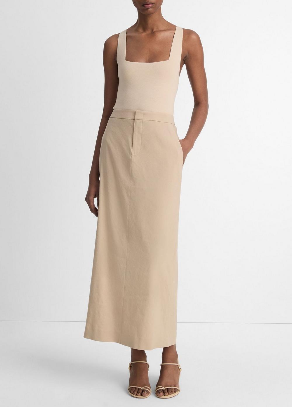 Linen-Blend Mid-Rise Maxi Skirt Product Image