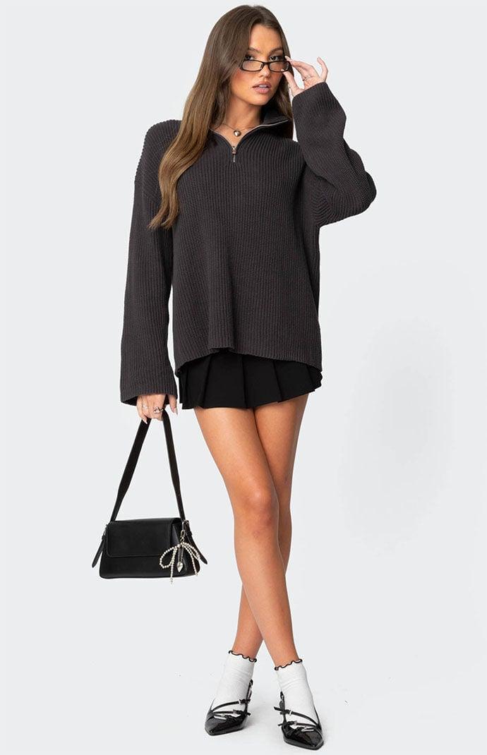 Edikted Women's Amour High Neck Oversized Zip Sweater Product Image