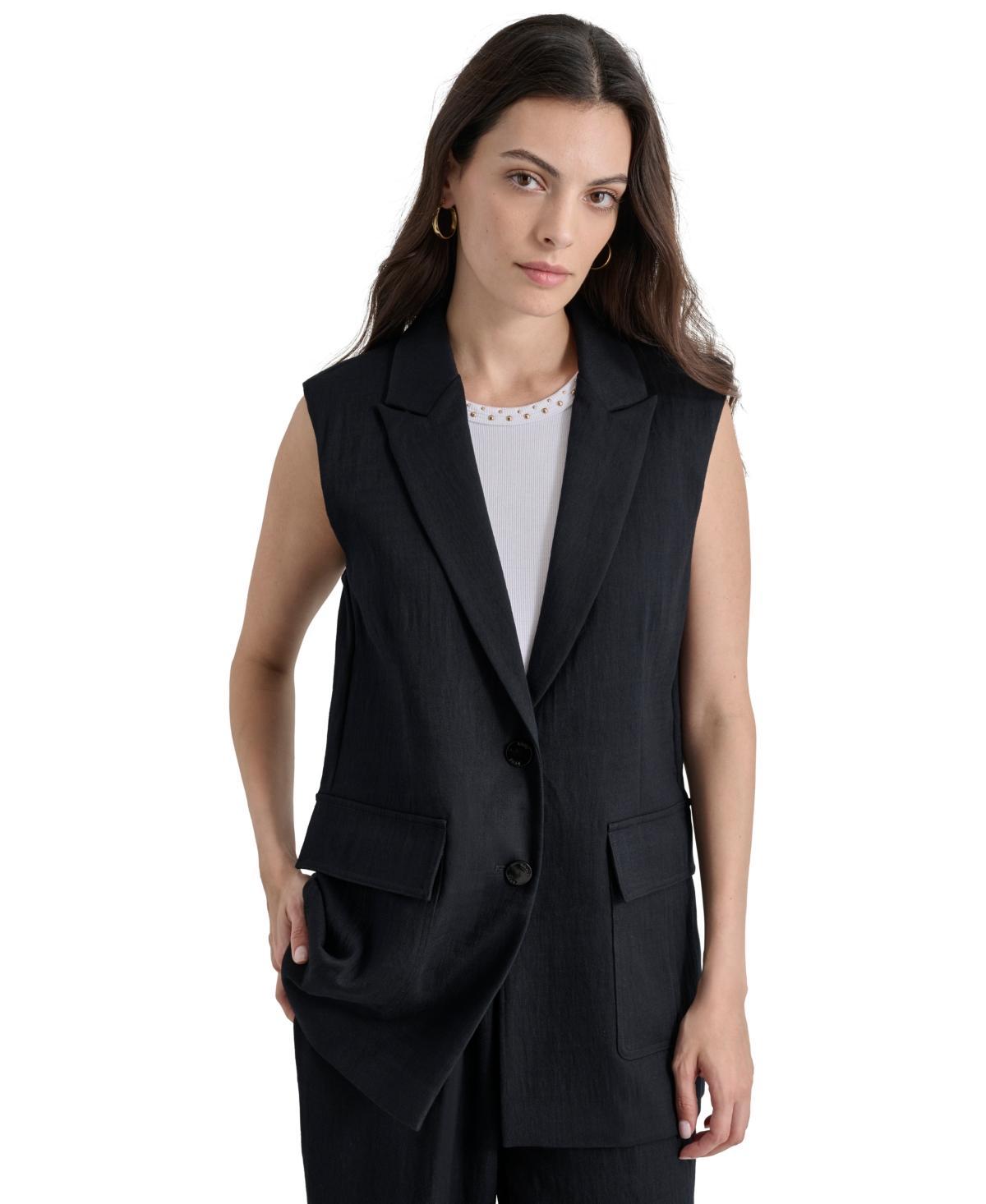 Dkny Womens Weathered-Twill Sleeveless Vest Product Image