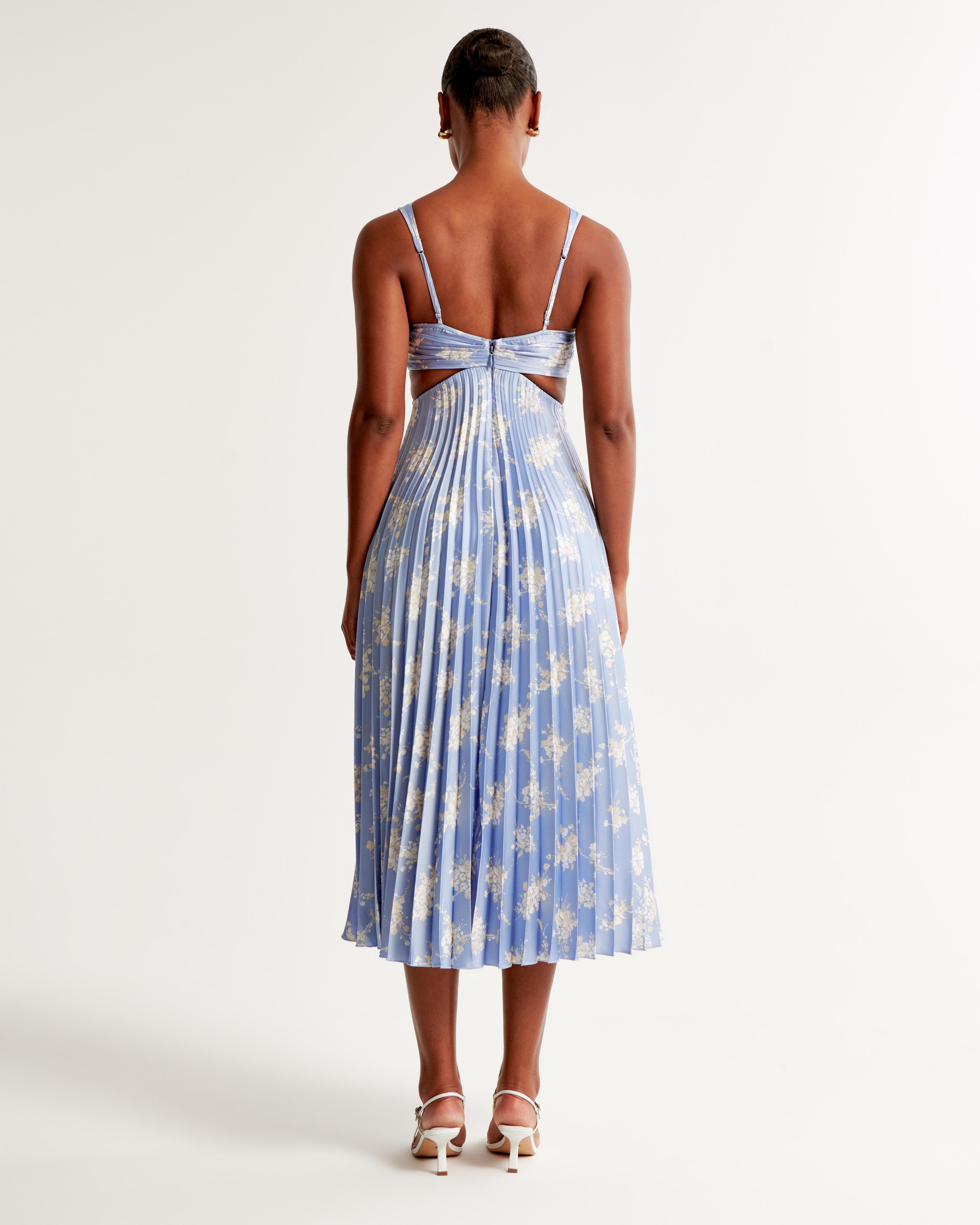 The A&F Giselle Pleated Cutout Maxi Dress Product Image