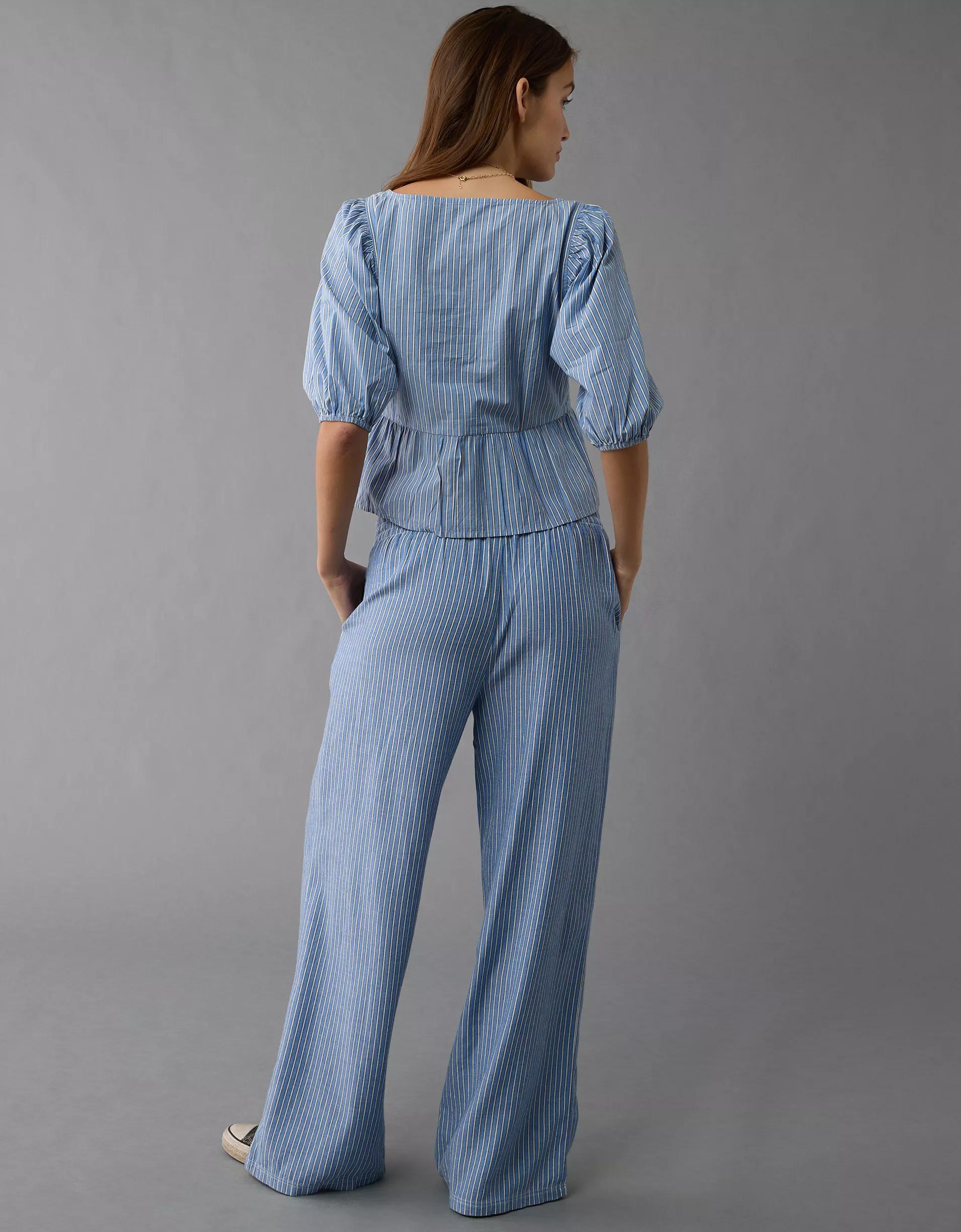 AE Puff Sleeve Tie Front Top Product Image