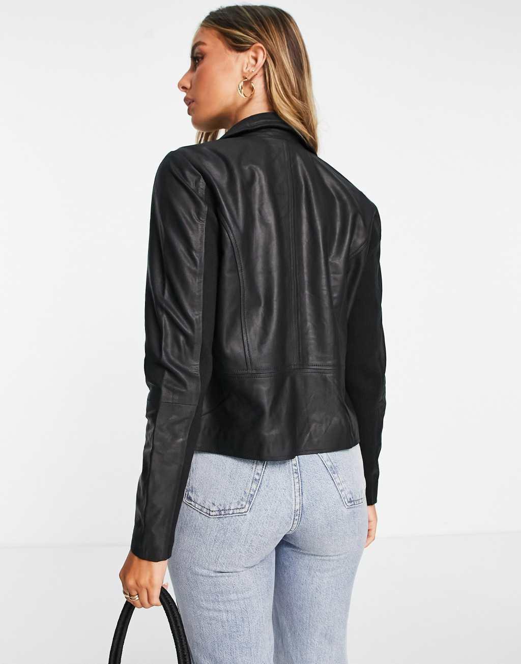 YAS sophie soft leather biker jacket Product Image
