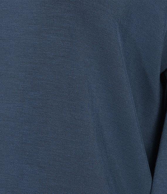 Westbound Petite Size Printed Ruched Sleeve Crew Neck Top Product Image