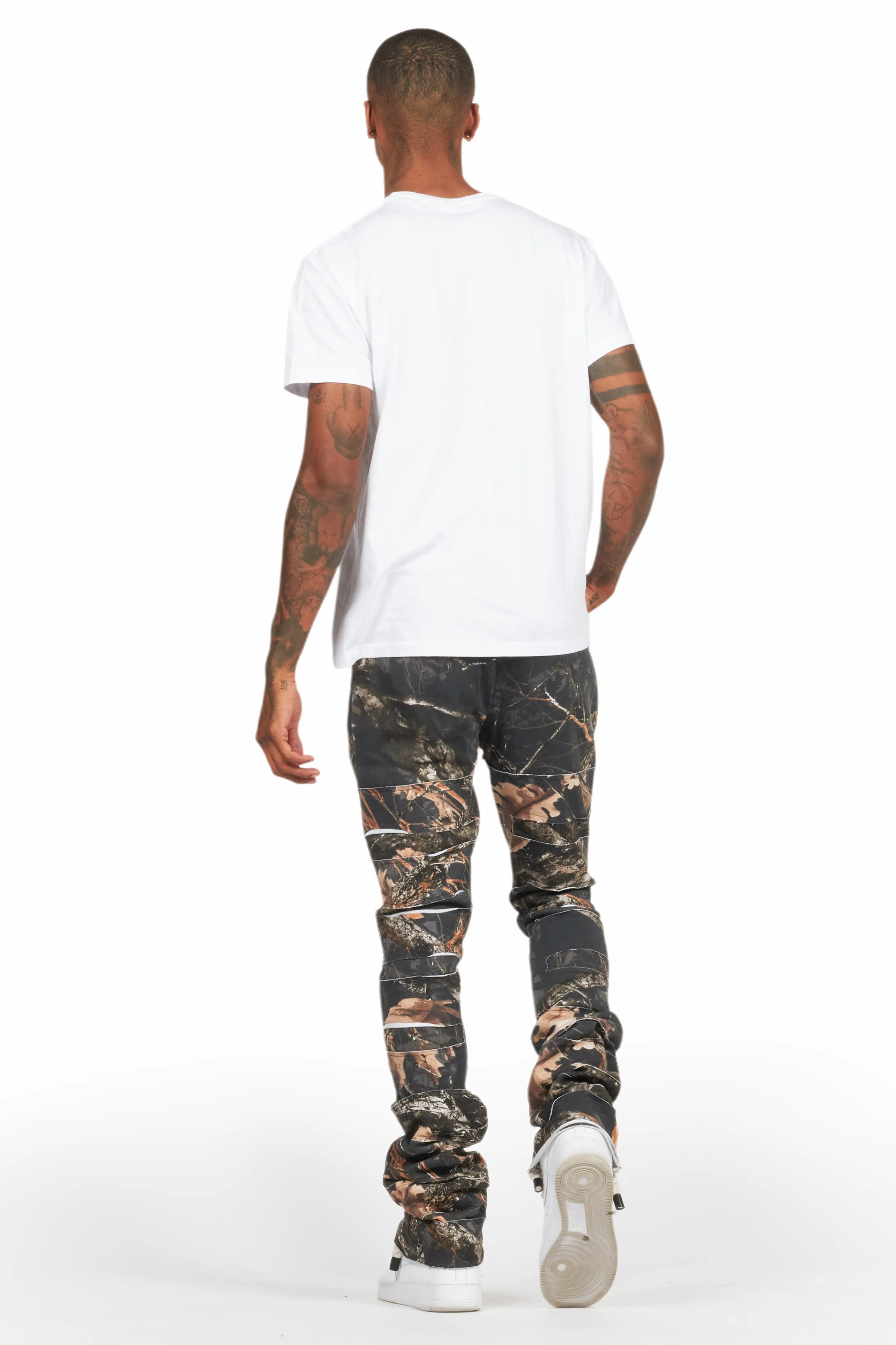 Emilio Black Tree Camo Stacked Flare Track Pant Male Product Image