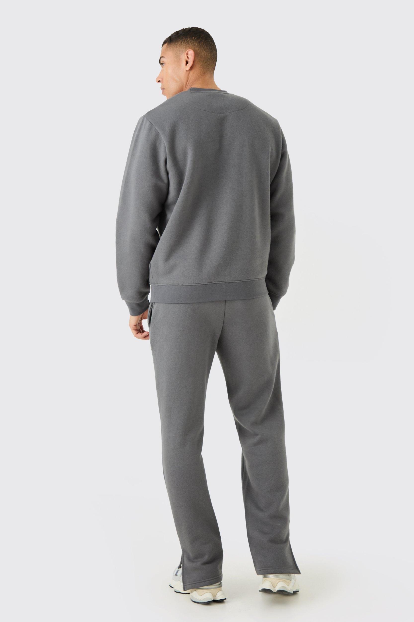 Regular Fit Man Signature Extended Neck Split Hem Sweatshirt Tracksuit | boohooMAN USA Product Image