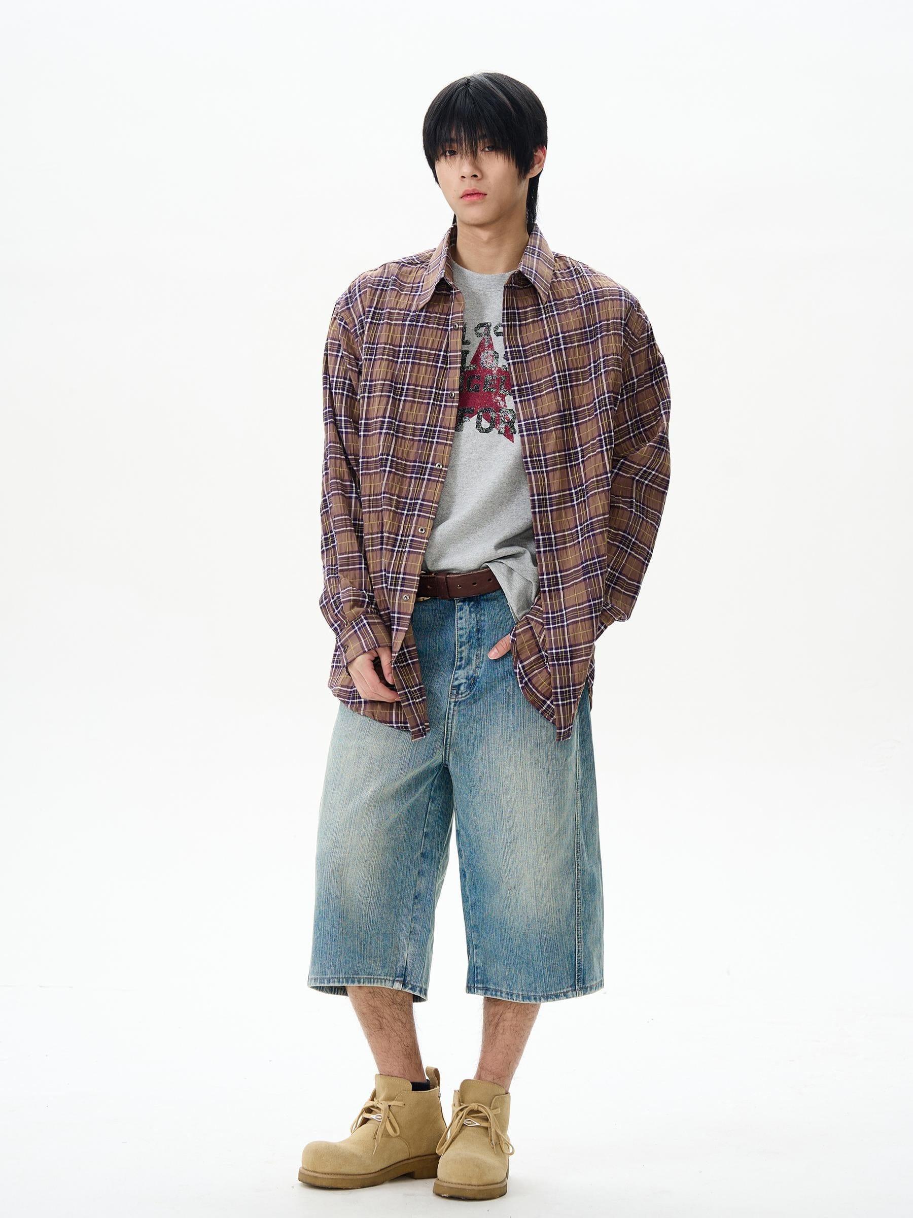 RT No. 12418 PLAID BUTTON-UP SHIT Product Image