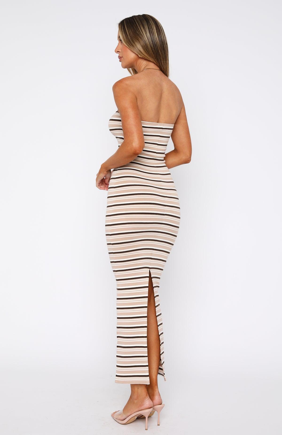 New Vibrations Strapless Maxi Dress Brown Product Image