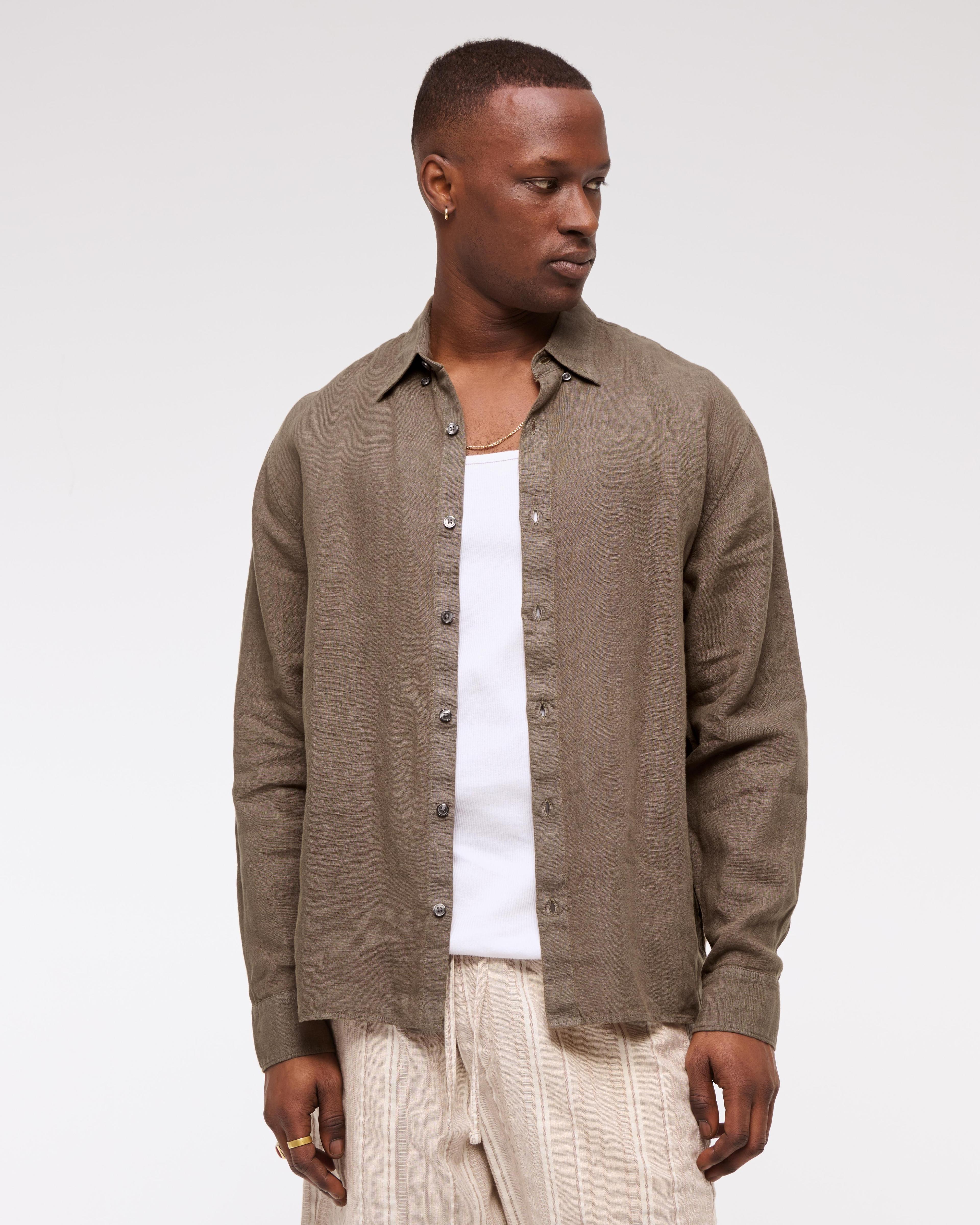 Linen Button-Up Shirt Product Image